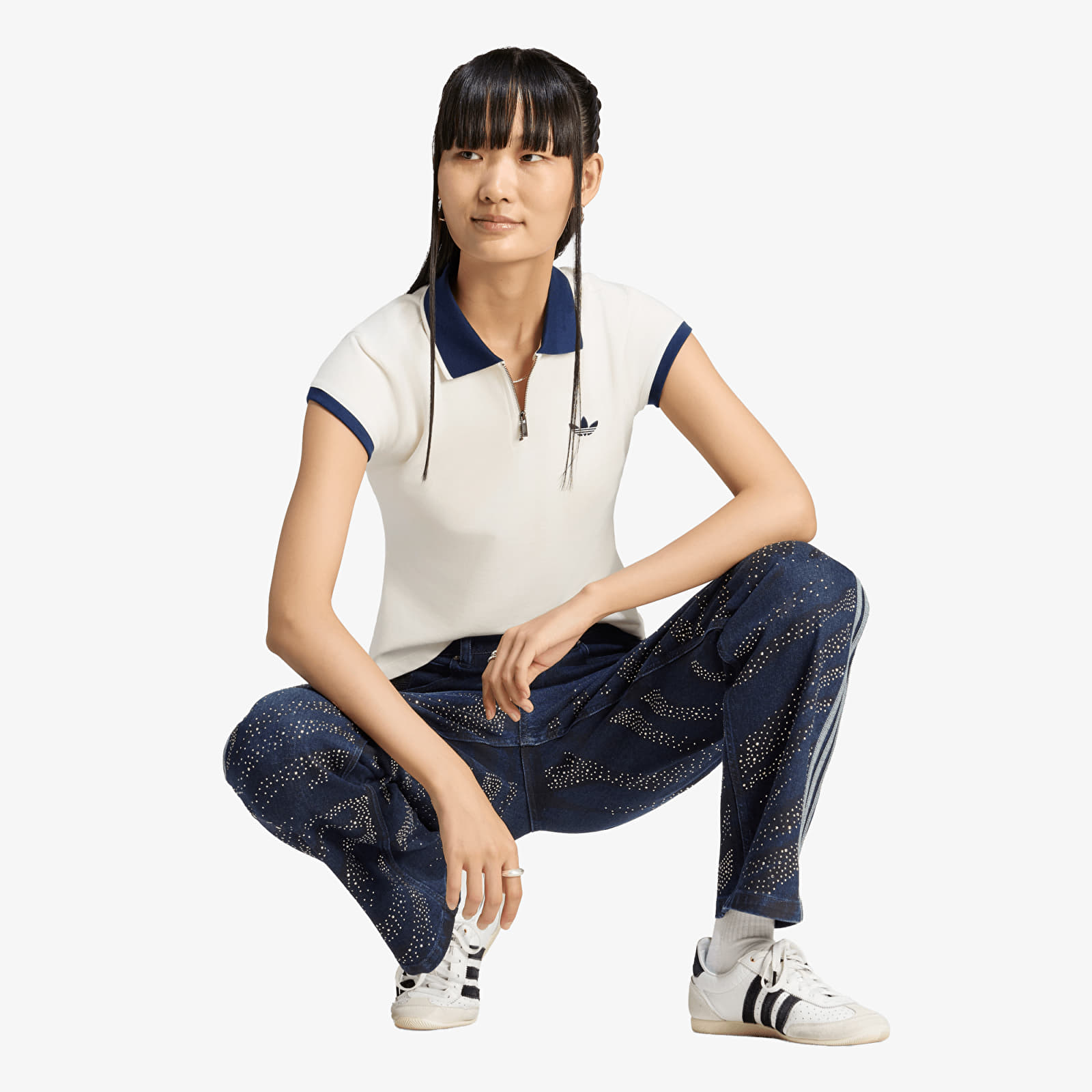 Women's jeans adidas Adilenium Season 6 Embelisshed Denim Pants Black/ Blue