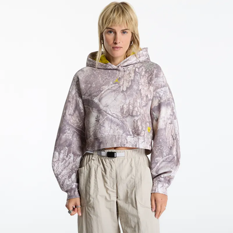 Felpa Jordan Brooklyn Realtree Cropped Pullover Hoodie White/ Bright Citron