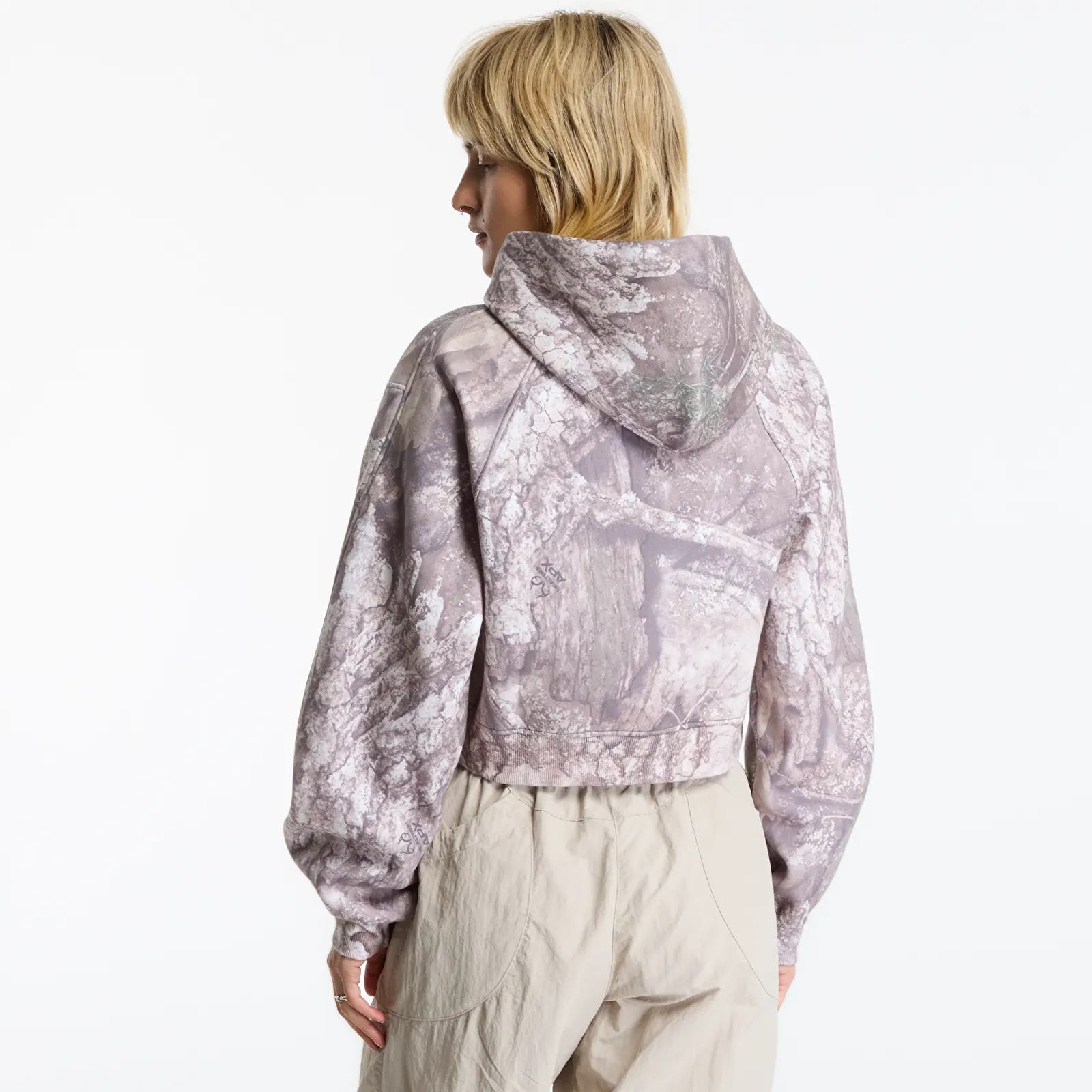 Hoodies voor dames Jordan Brooklyn Realtree Cropped Pullover Hoodie White/ Bright Citron