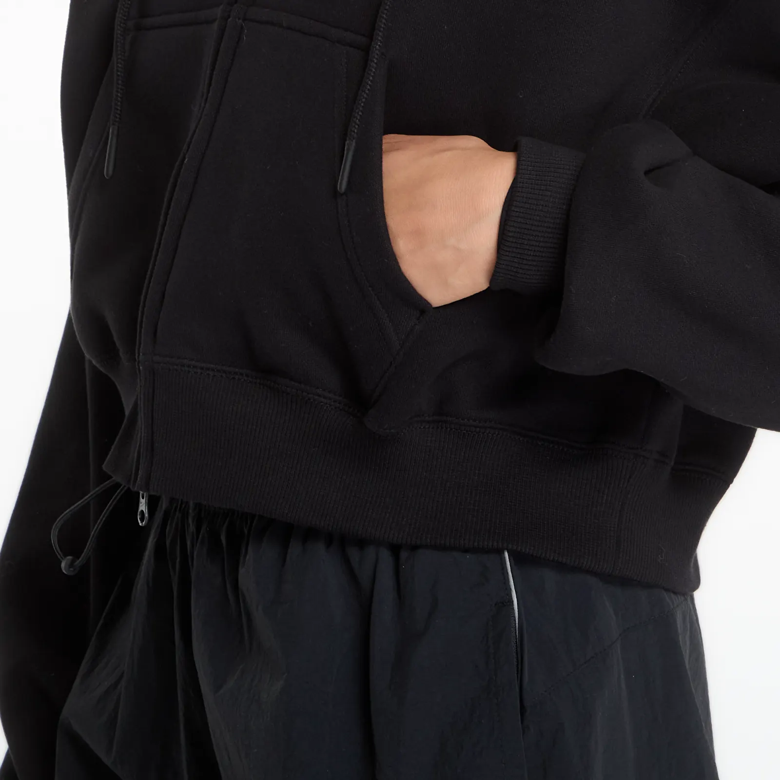 Kapuutsikud ja kampsunid Nike Studio Fleece Medium Weight Women's Oversized Full-Zip Cropped Hoodie Total Black/ Sail
