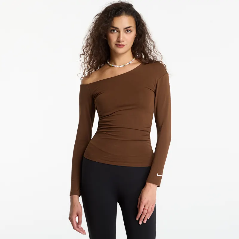 T-shirt Nike Sportswear Tight Off-Shoulder Long-Sleeve Top Cacao Wow/ Sail