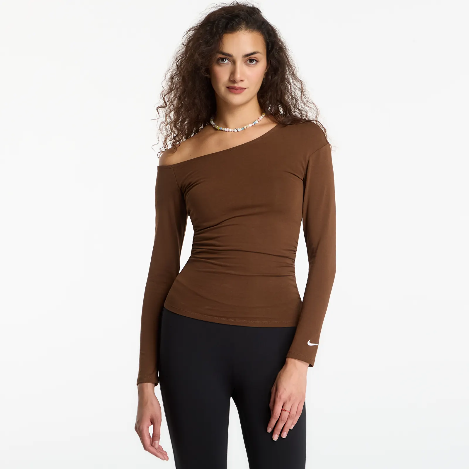 T-särgid Nike Sportswear Tight Off-Shoulder Long-Sleeve Top Cacao Wow/ Sail