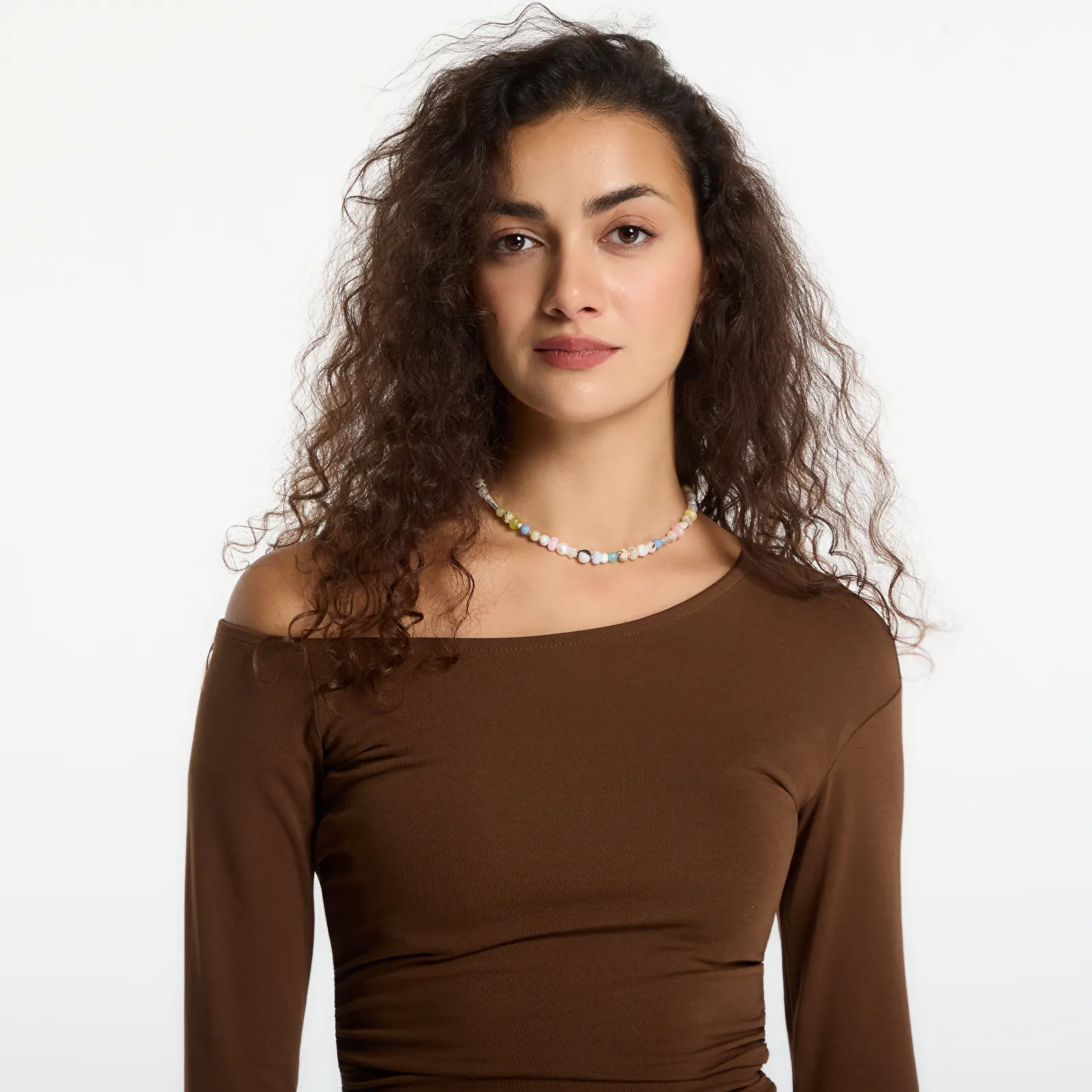T-särgid Nike Sportswear Tight Off-Shoulder Long-Sleeve Top Cacao Wow/ Sail