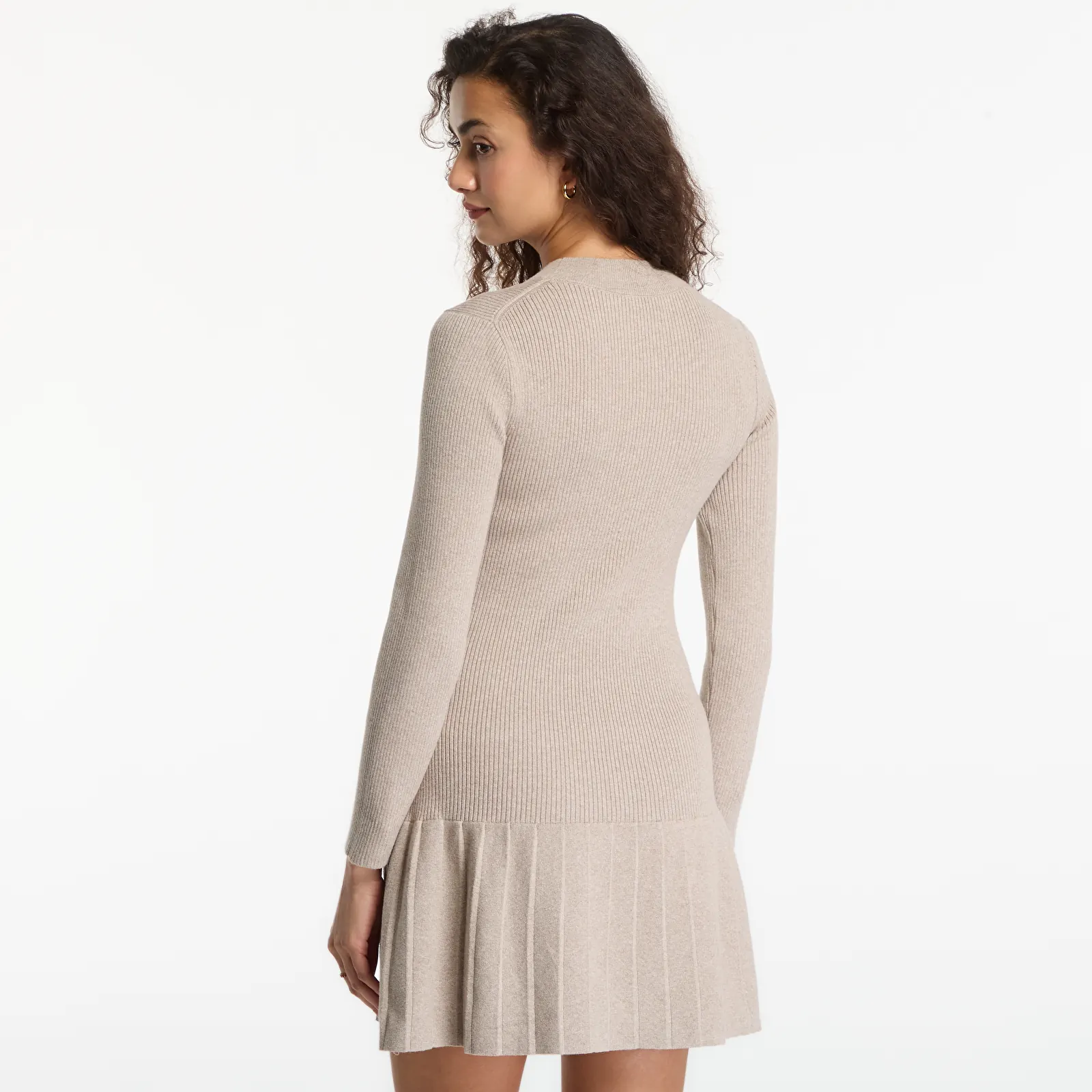 Sieviešu kleitas Calvin Klein Jeans Mockneck Ls Minidress Oatmeal Melange