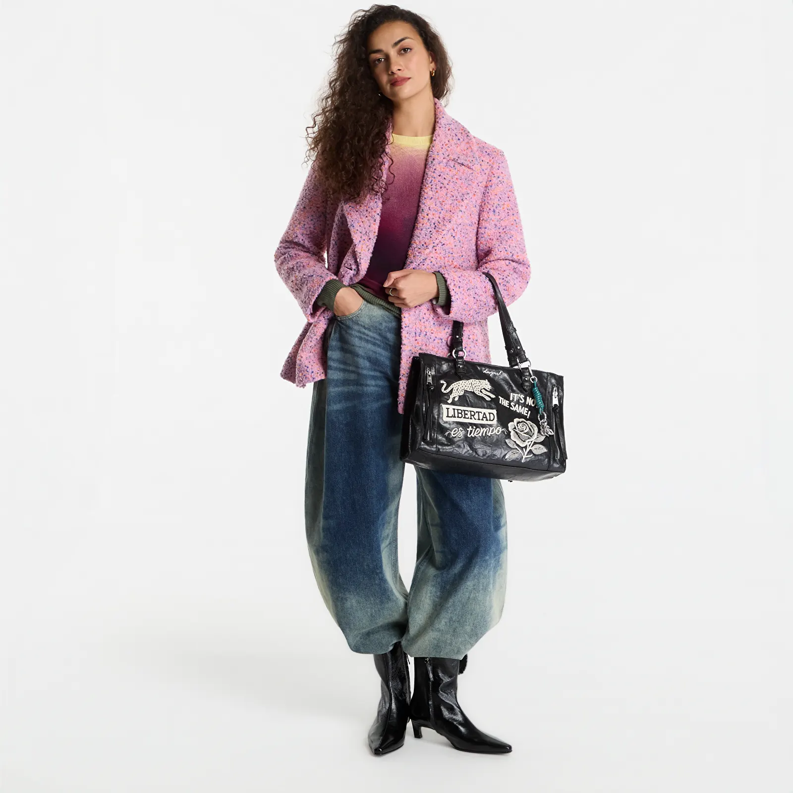Coats Desigual Bottone Pink Stick