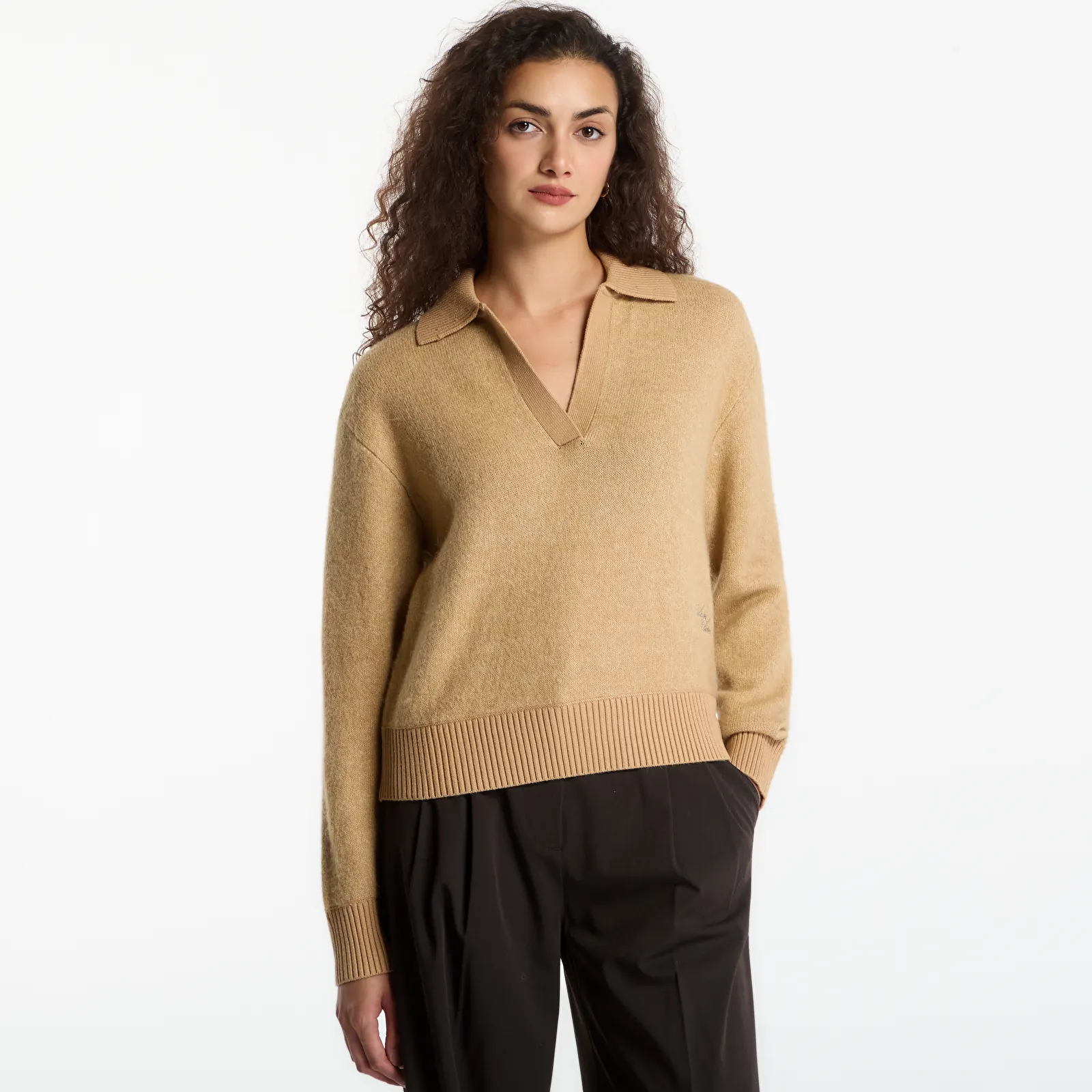 Светри і джемпери Calvin Klein Jeans Alpaca Blend Polo Champagne Toast