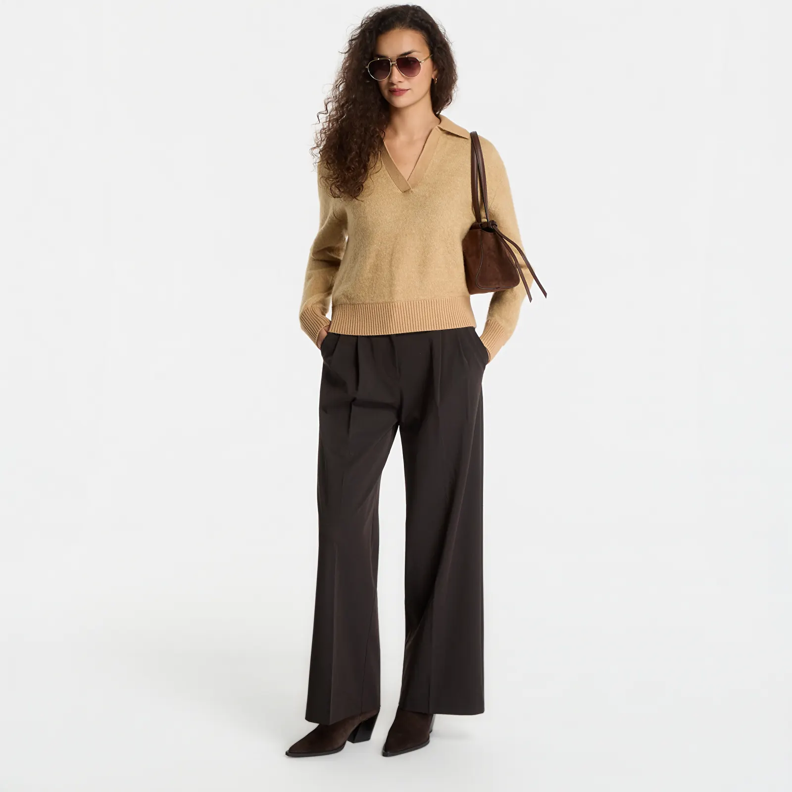 Светри і джемпери Calvin Klein Jeans Alpaca Blend Polo Champagne Toast