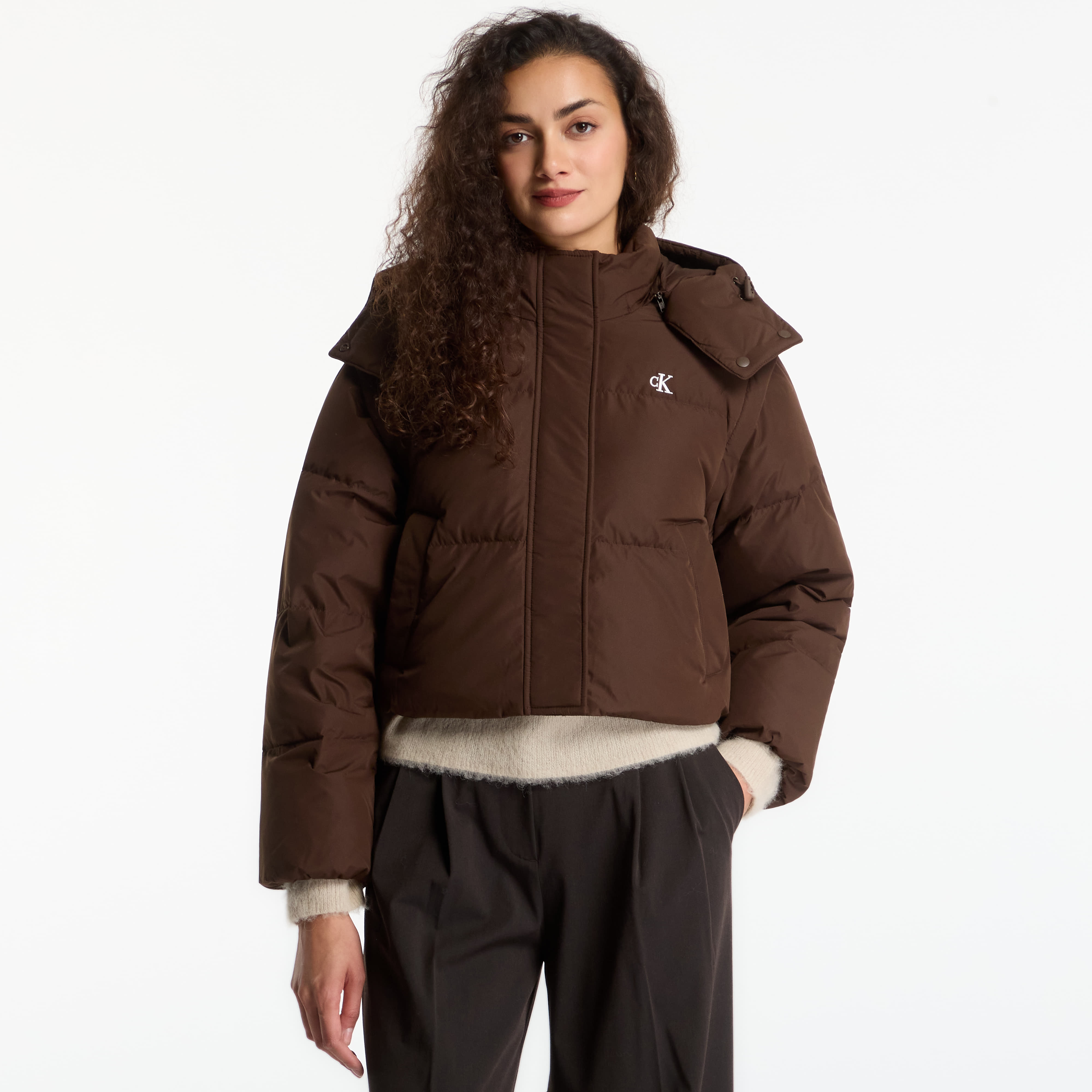 Яке Calvin Klein Jeans Matte Detachable Slv Short Down Brown Cork L