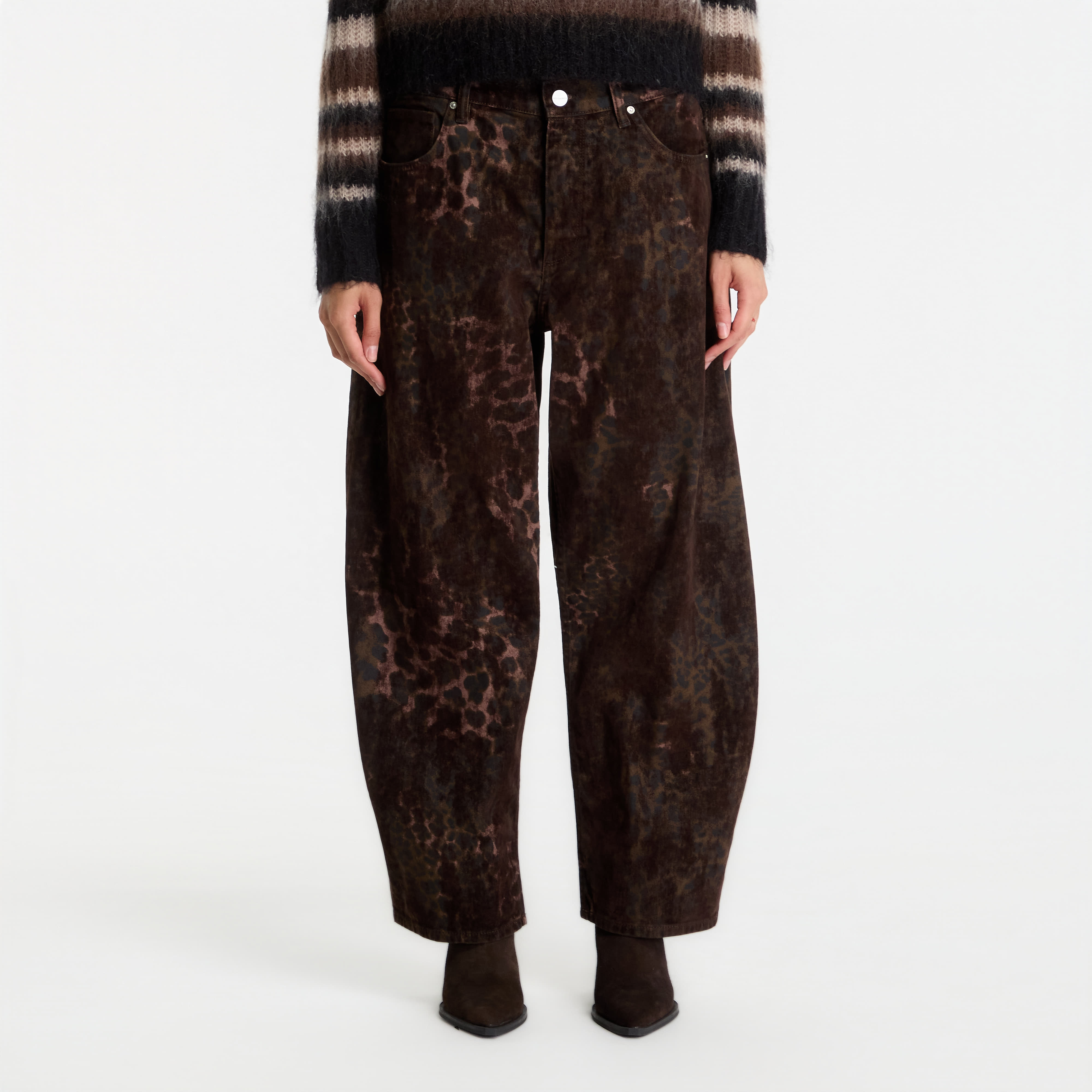 Дънки AllSaints Sadie Barrel Jean Leppo Brown 30