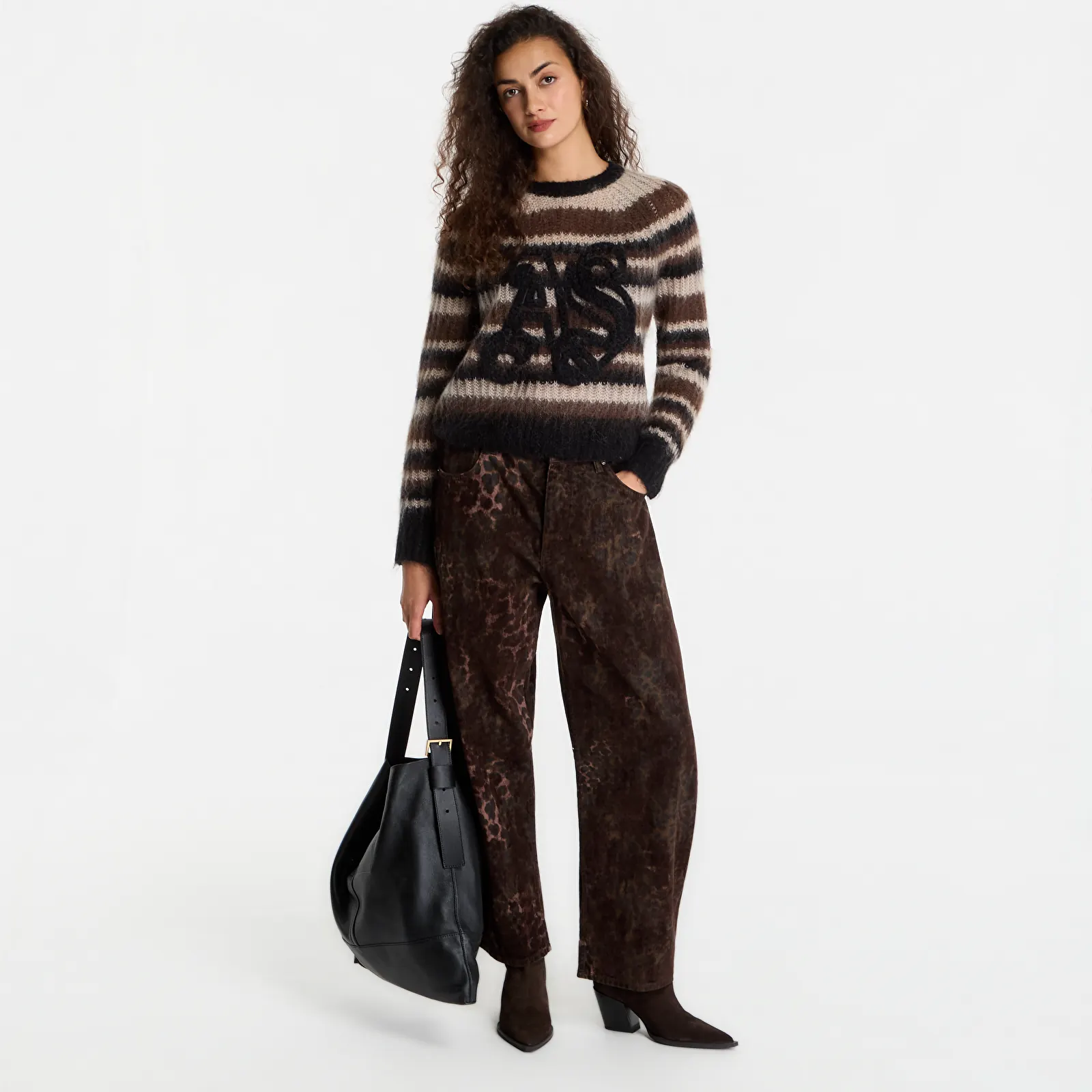 Джинсы AllSaints Sadie Barrel Jean Leppo Brown