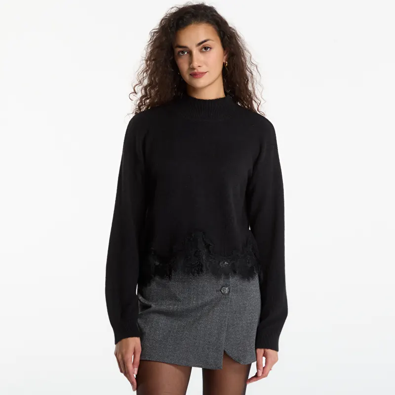 Villapaita GUESS Ls Mn Hayden Lace Sweater Jet Black
