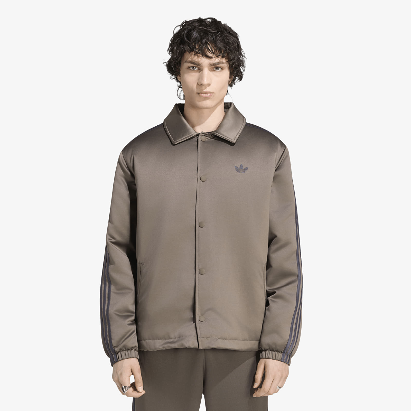 Pánské bundy adidas 3 Stripes Satin Padded Jacket Branch