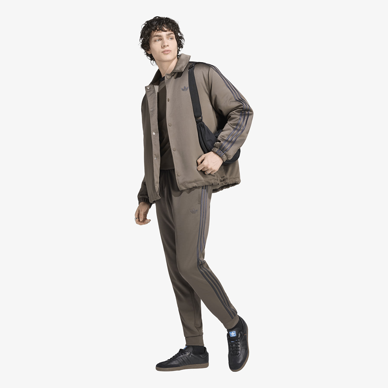 Pánské bundy adidas 3 Stripes Satin Padded Jacket Branch