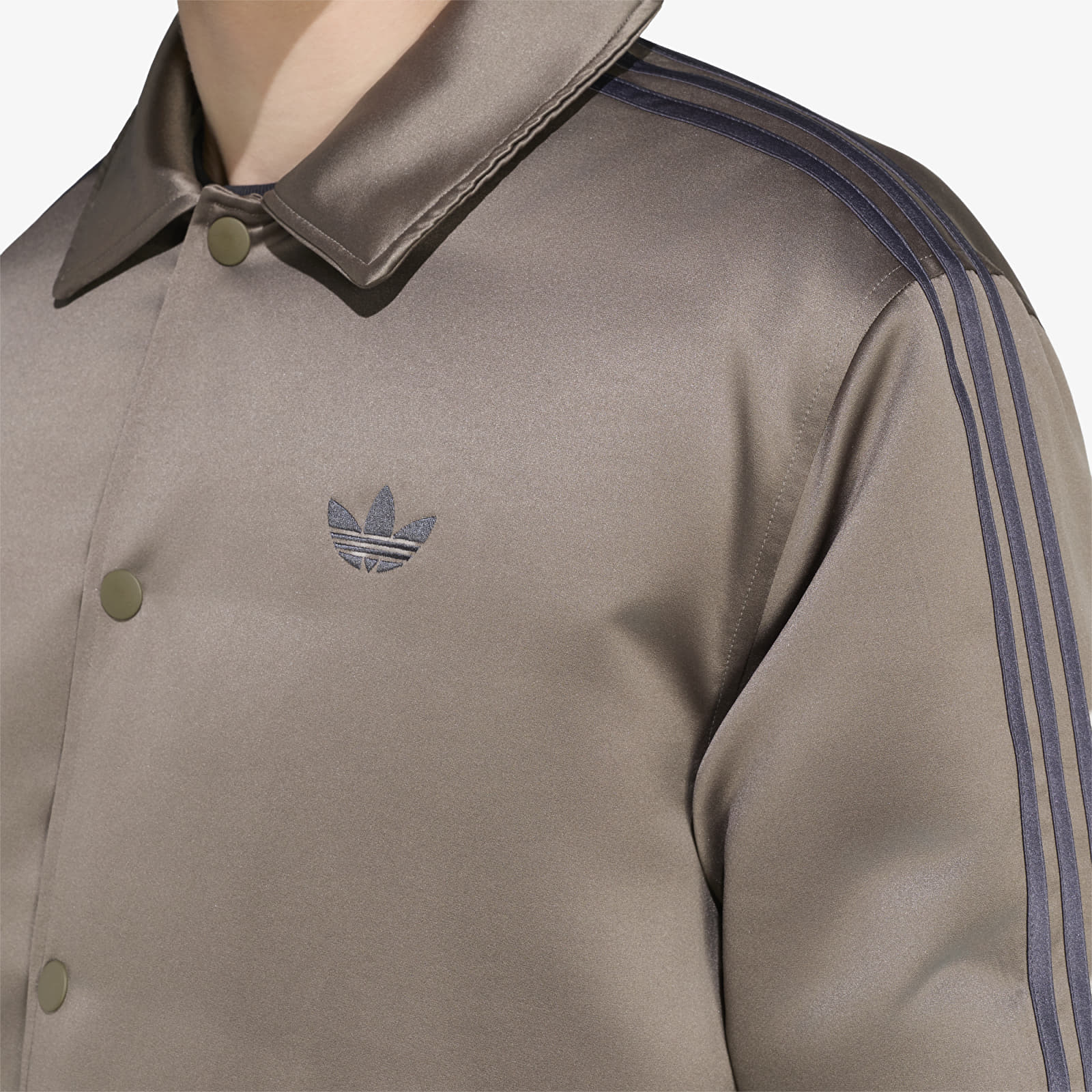 Pánské bundy adidas 3 Stripes Satin Padded Jacket Branch