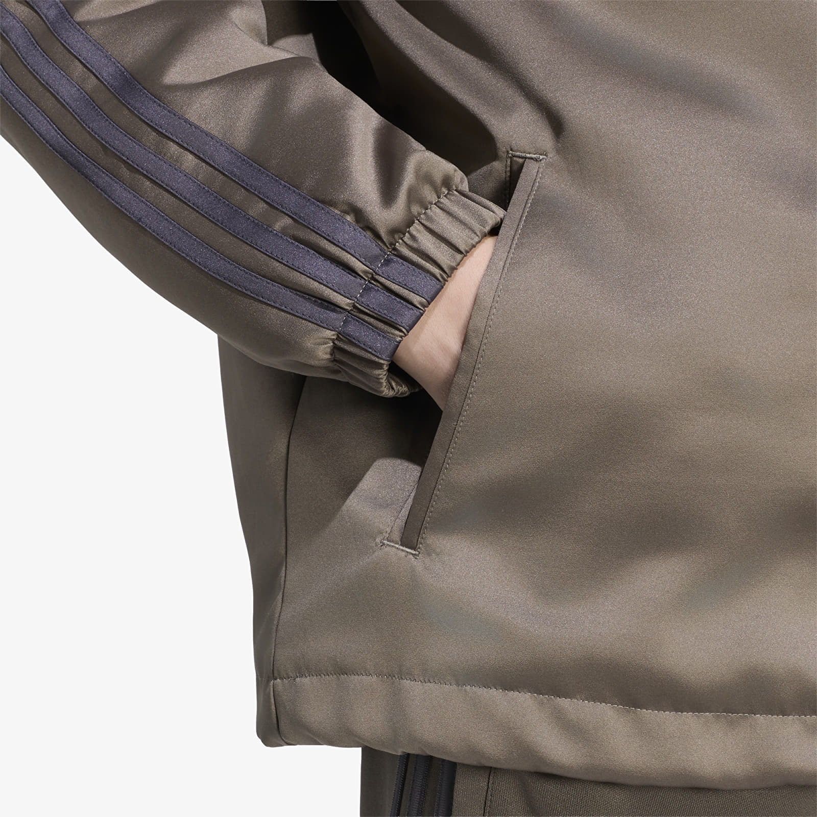 Pánské bundy adidas 3 Stripes Satin Padded Jacket Branch