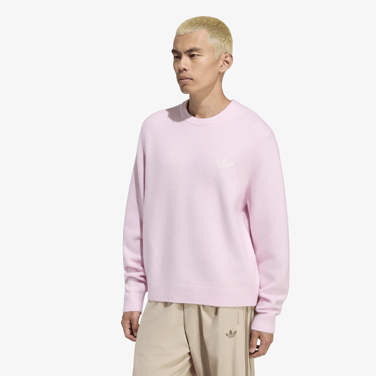Herren Pullover adidas Trefoil Essentials Fully Knit Sweater Clear Pink