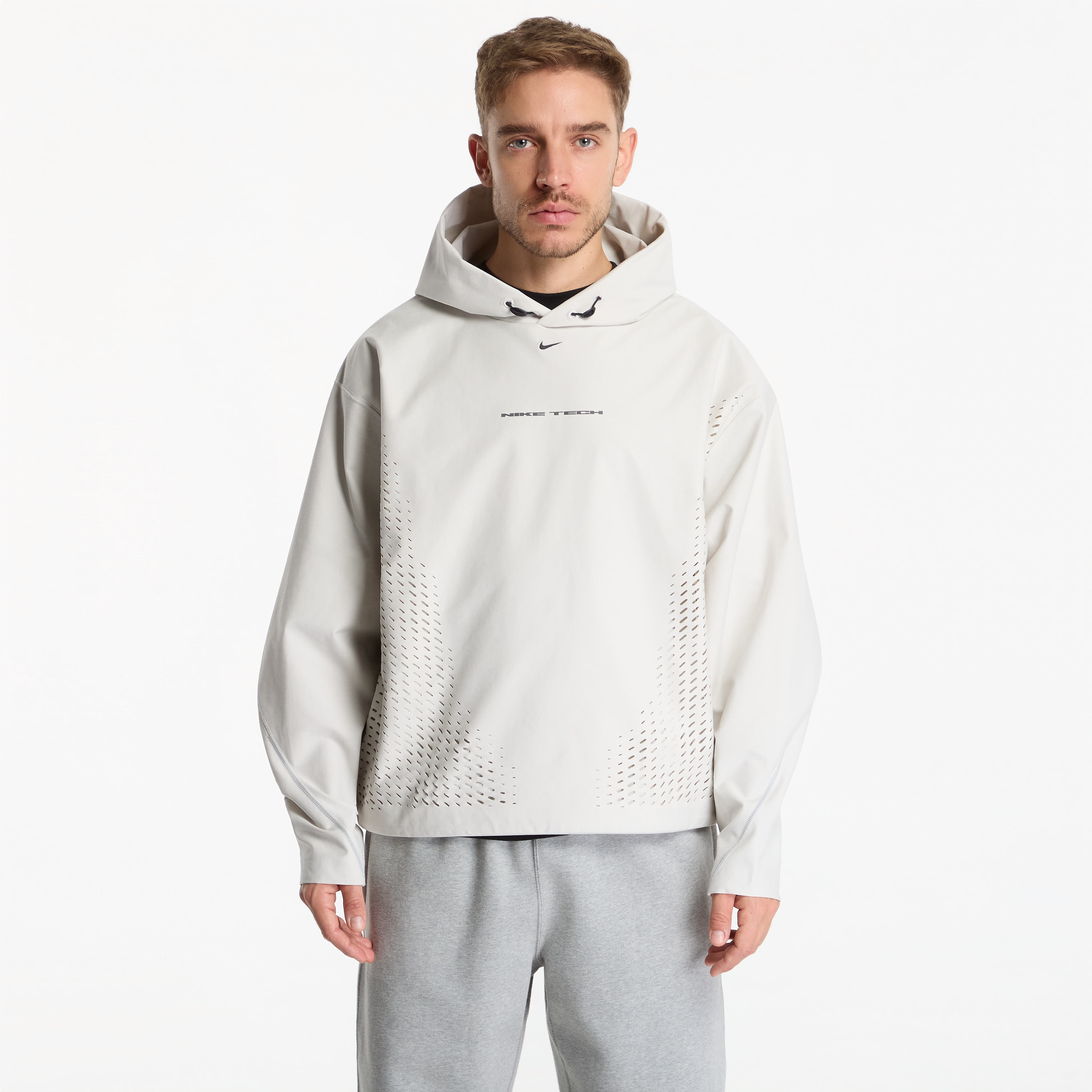 Суитшърт Nike Tech Men's Dri-FIT Shori Knit Pullover Hoodie Light Bone/ Black XL