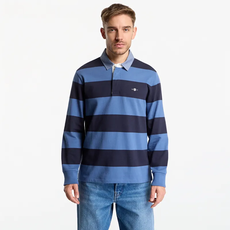 Póló Gant Reg Chambray Stripe Heavy Rugger Luminary Blue