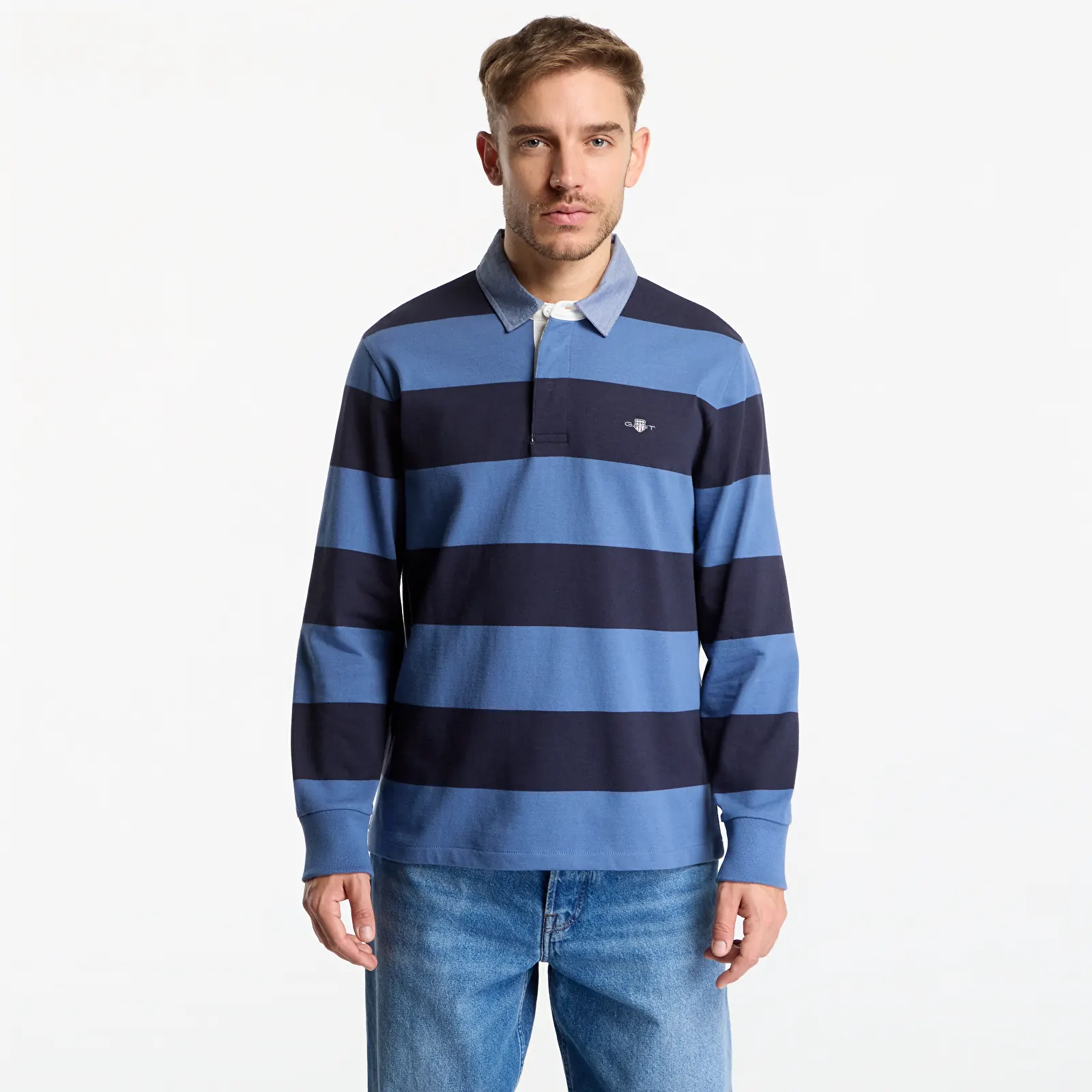 T-skjorter Gant Reg Chambray Stripe Heavy Rugger Luminary Blue