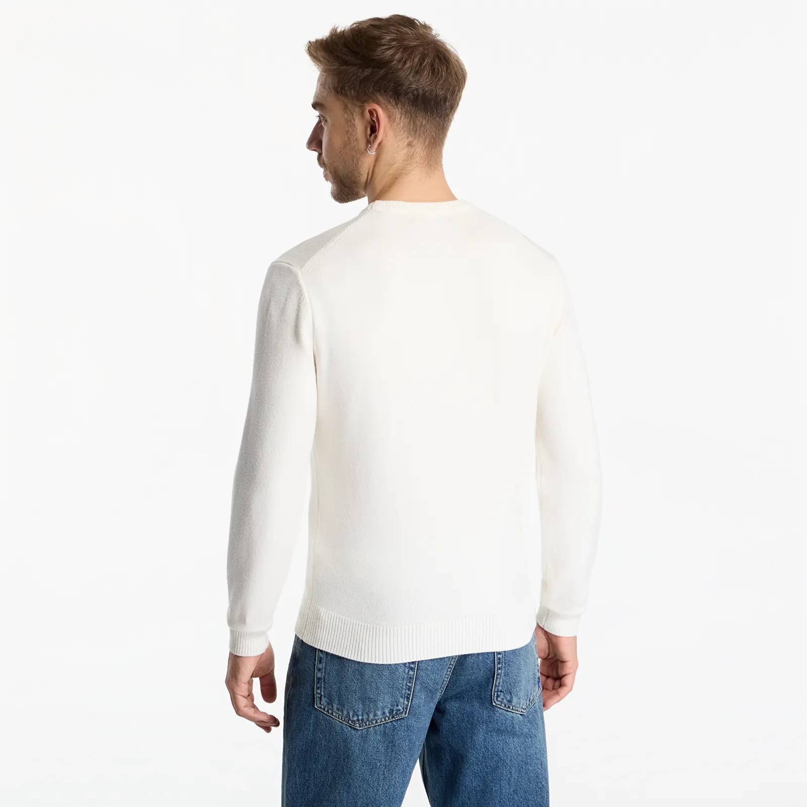 Pleteni puloverji  Guess Jeans Noburo Cn Logo Reverse Ls Sweater Beige Linen