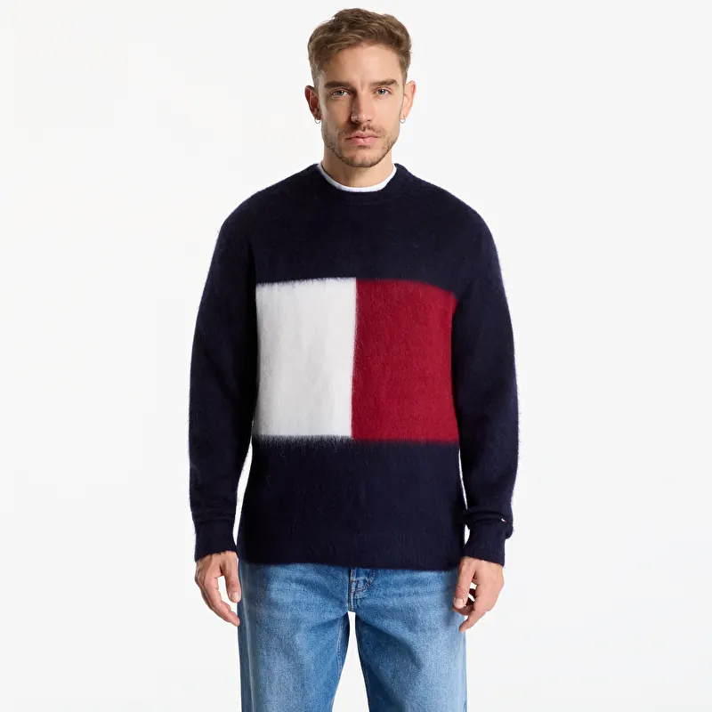 Džemperis Tommy Hilfiger Alpaca Blend Big Flag Crew Neck Desert Sky