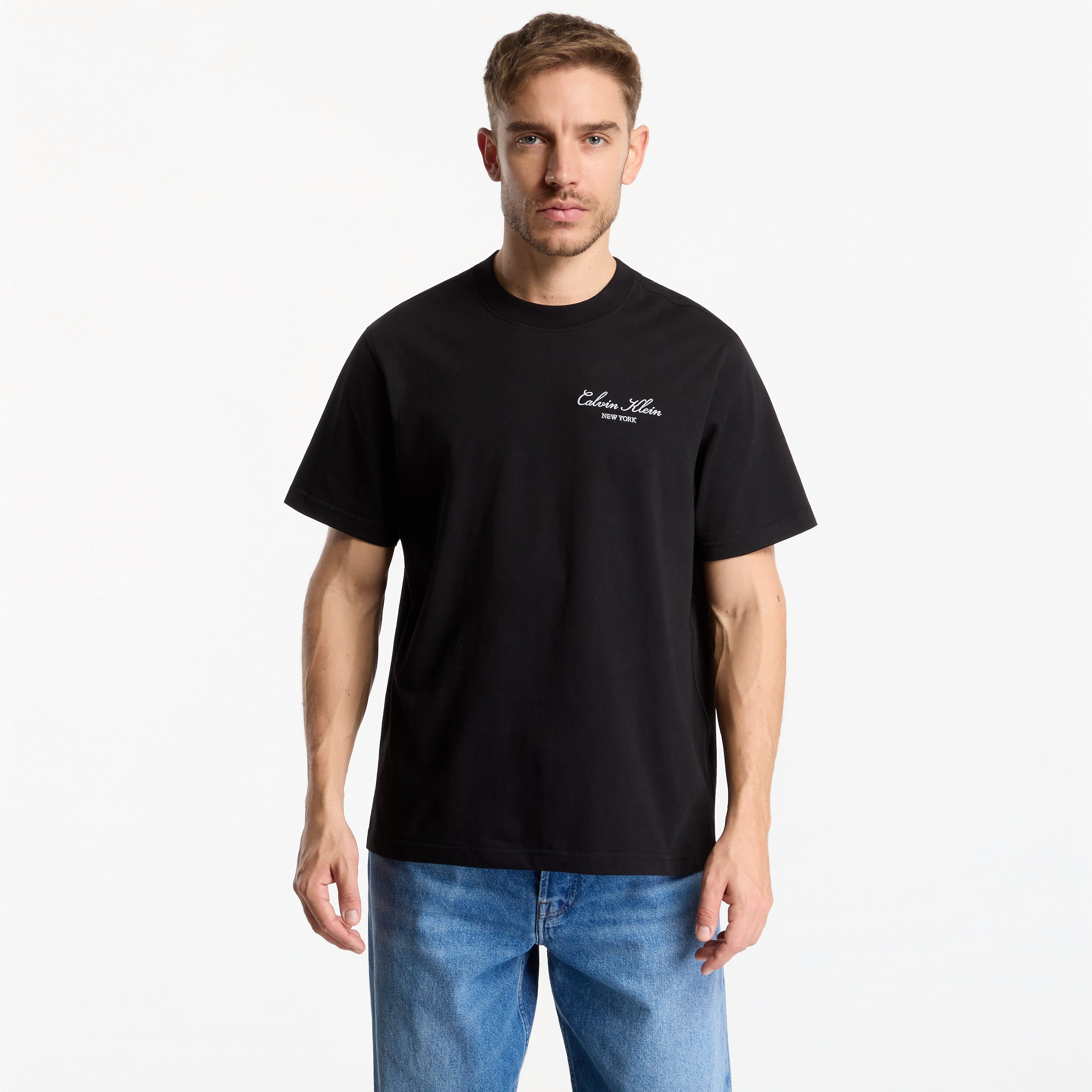 Тениска Calvin Klein Jeans Ss Easy 20S Script Calvin Klein Black XL