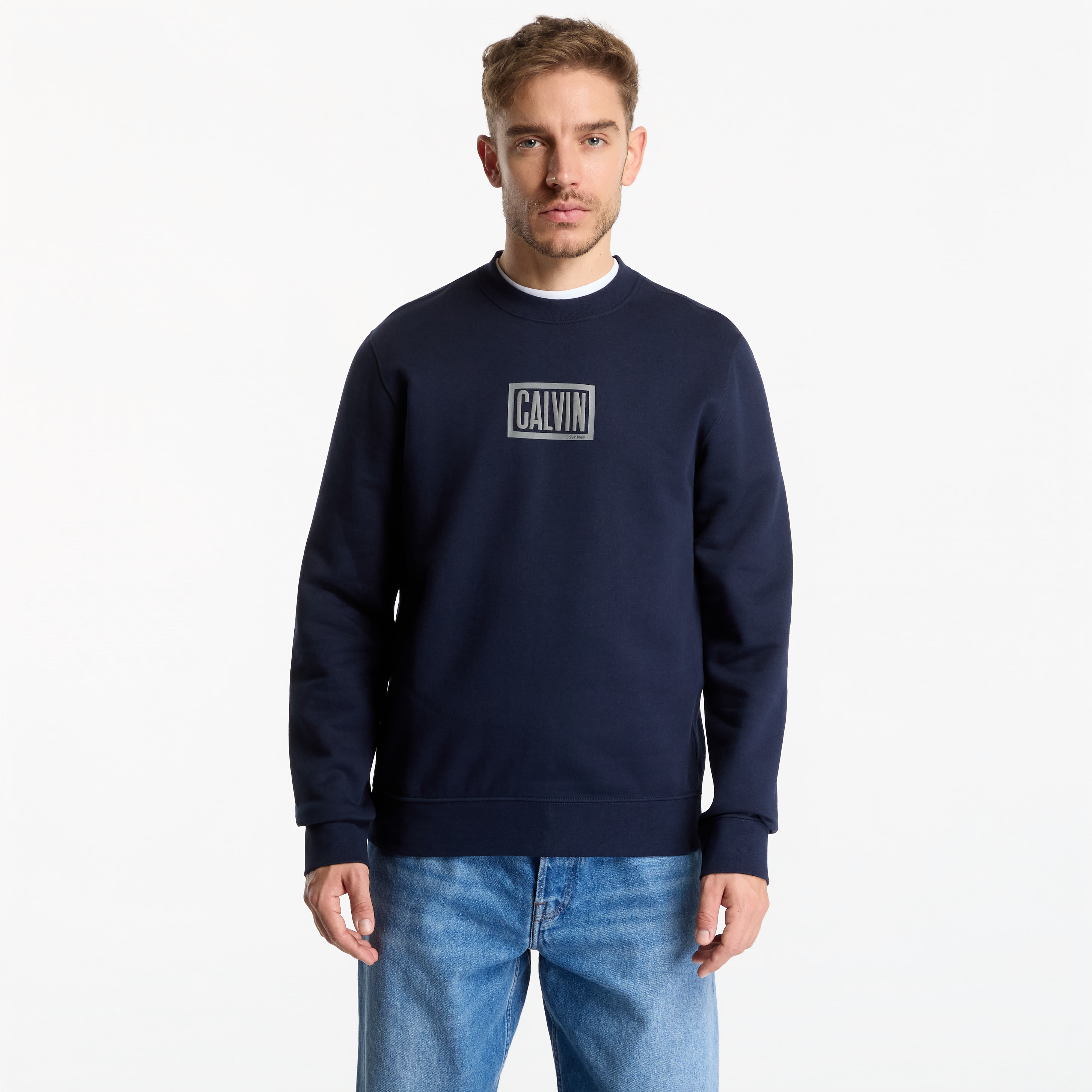 Суитшърт Calvin Klein Jeans Ls 350Terry Eu Clvin Box Logo Cn Dark Sapphire XL