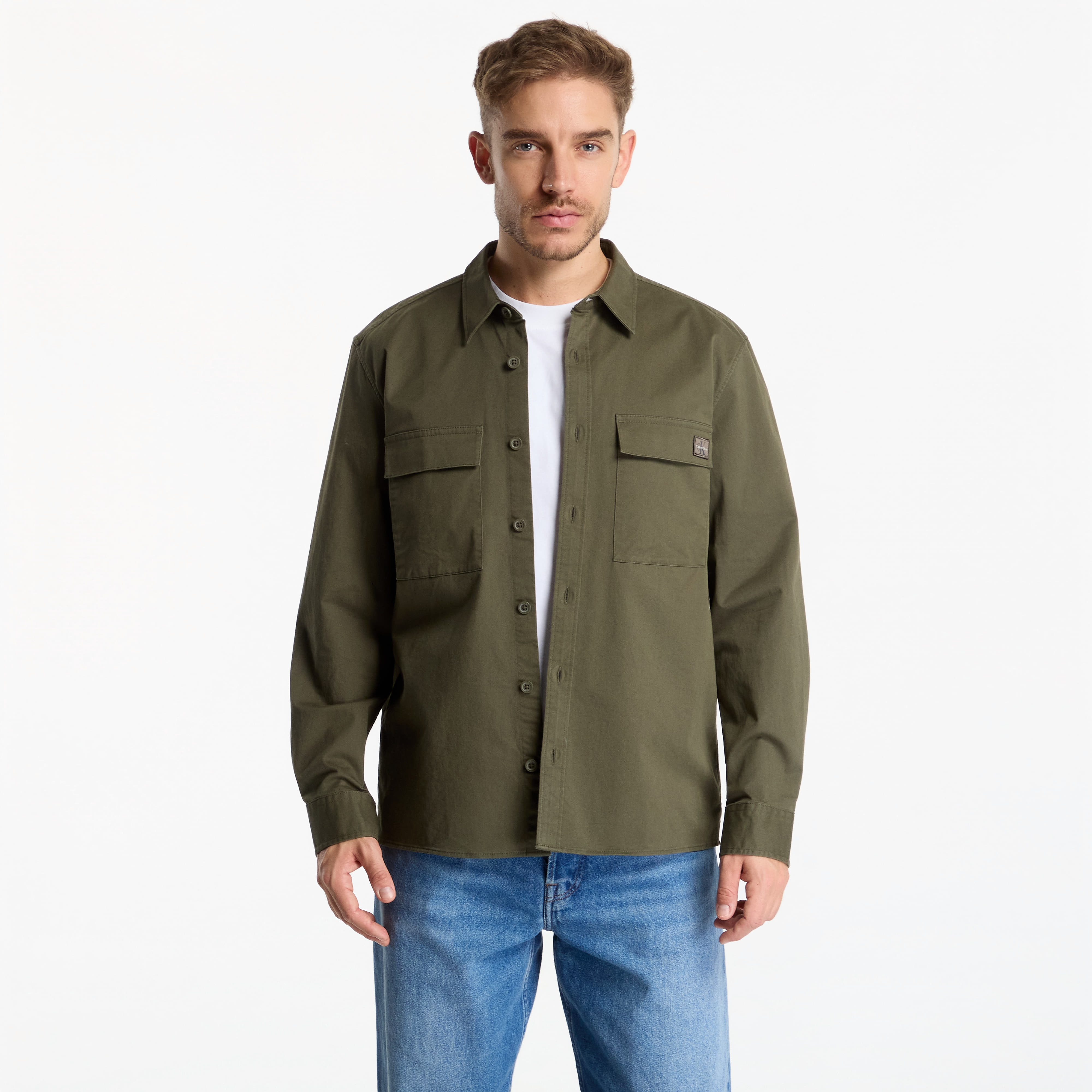 Риза Calvin Klein Jeans Ls Comfort Cotton Easy Overshirt Olive Night L