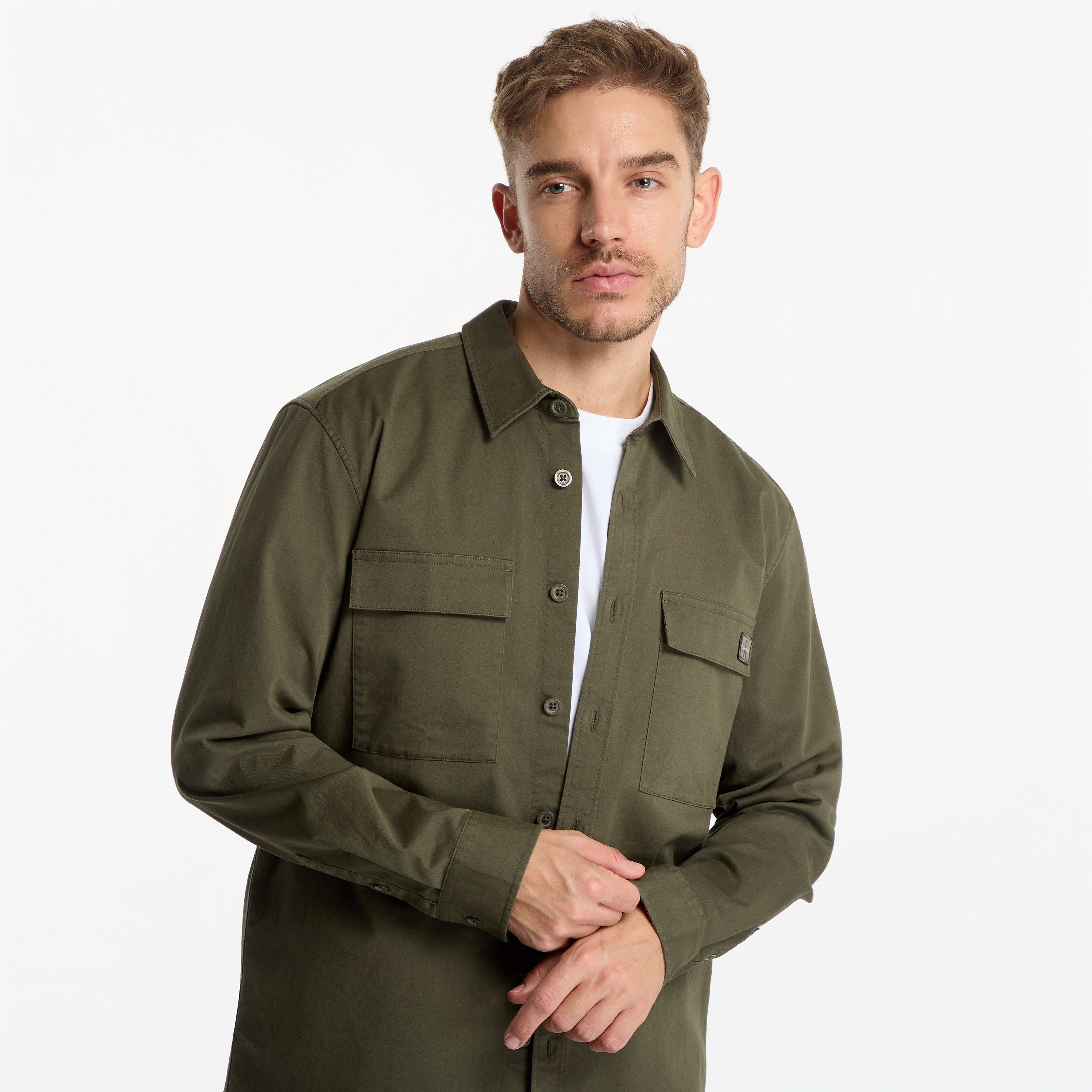 Πουκάμισο Calvin Klein Jeans Ls Comfort Cotton Easy Overshirt Olive Night XL