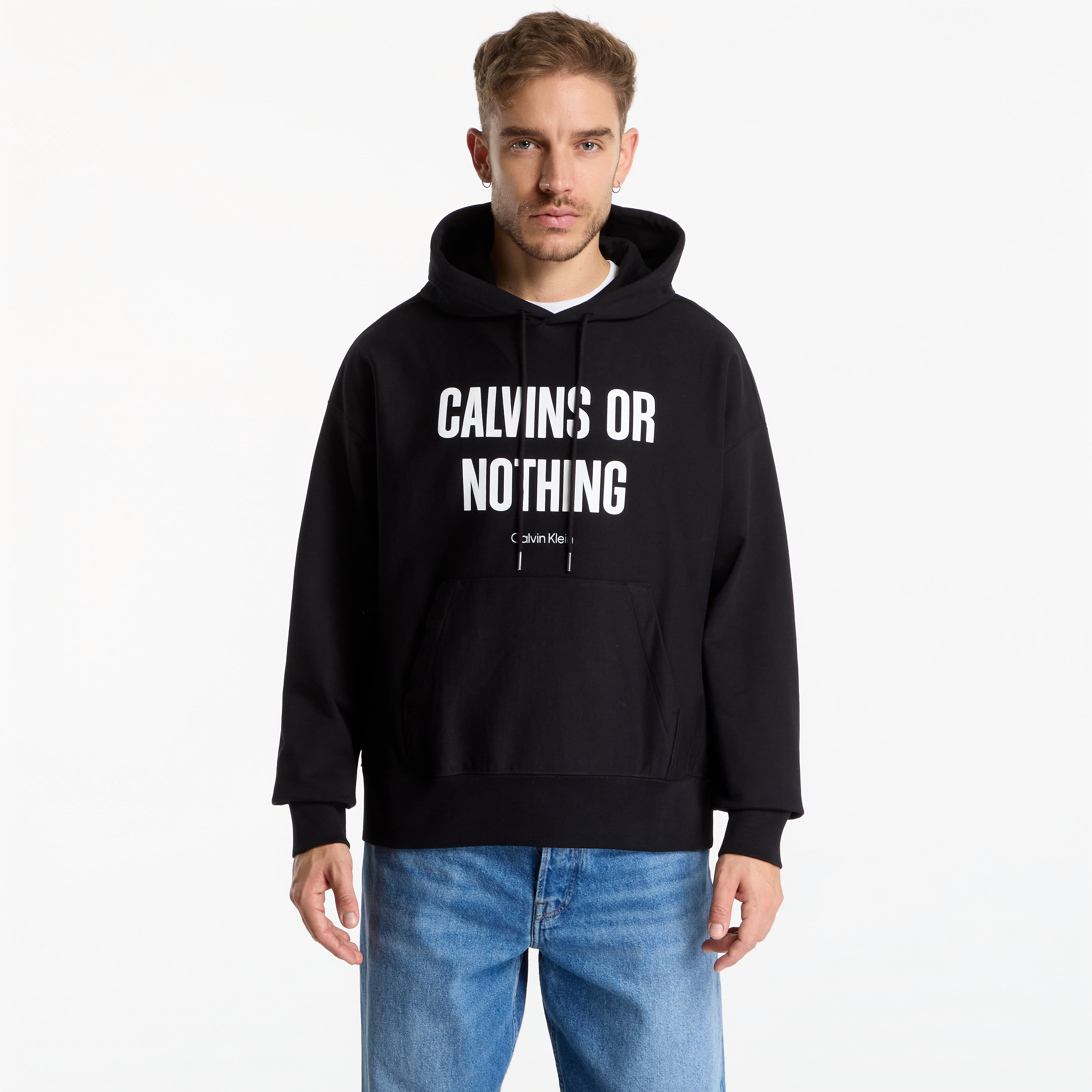 Суитшърт Calvin Klein Jeans Ls Prem Terry Calvins Or Nothing Black L