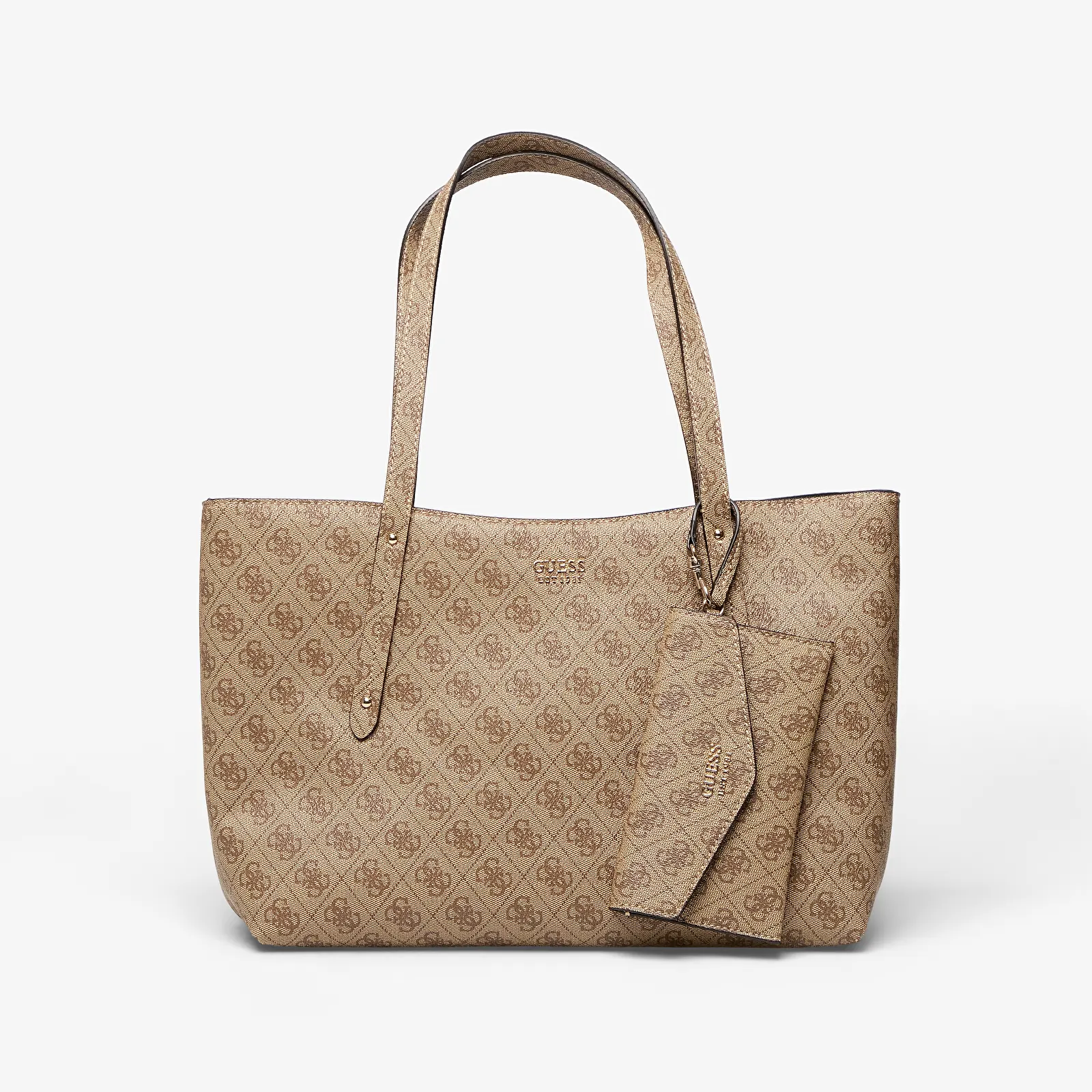 Kabelky Guess Brenton Top Zip Tote Latte Logo