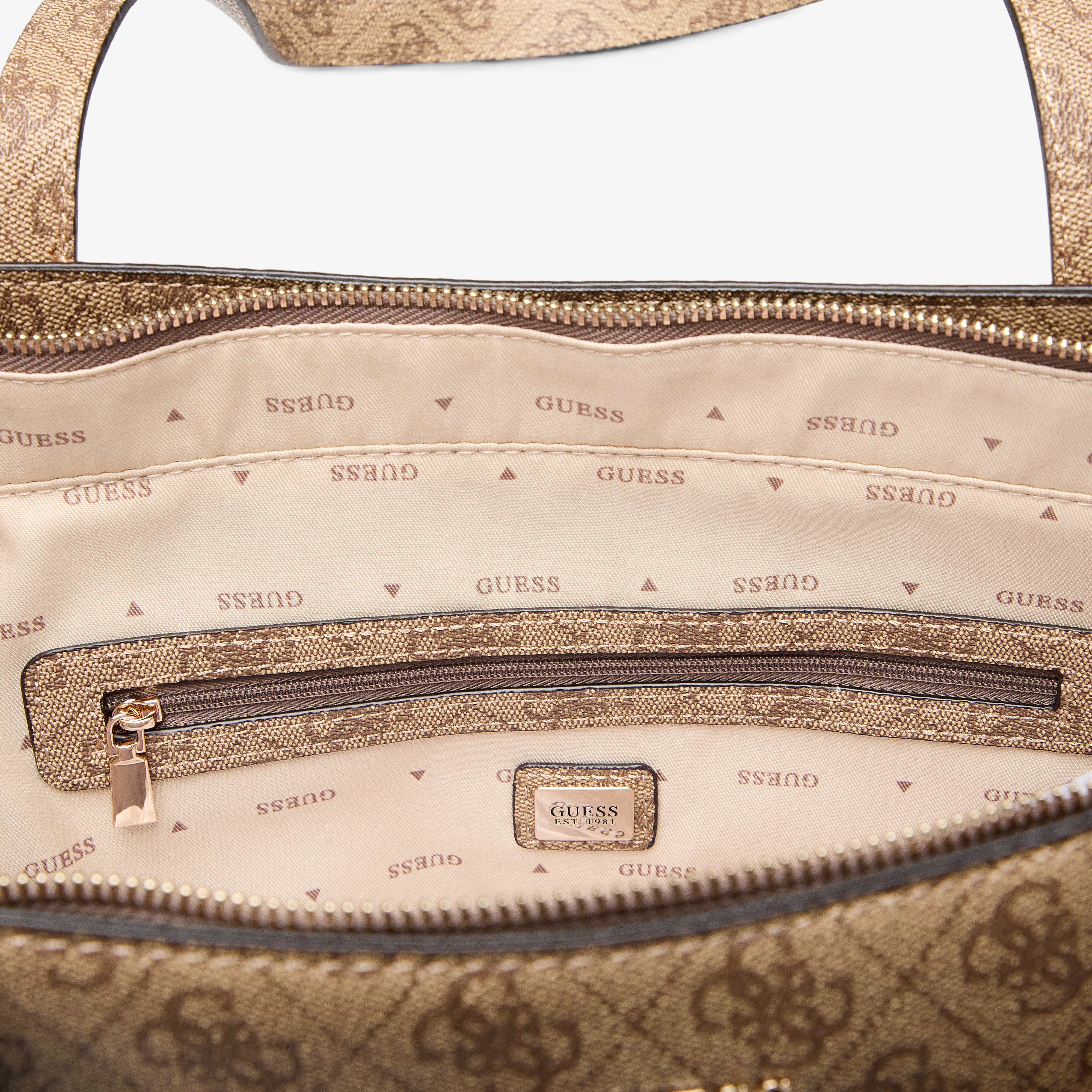 GUESS Guess Brenton Top Zip Tote Latte Logo Universal - 4