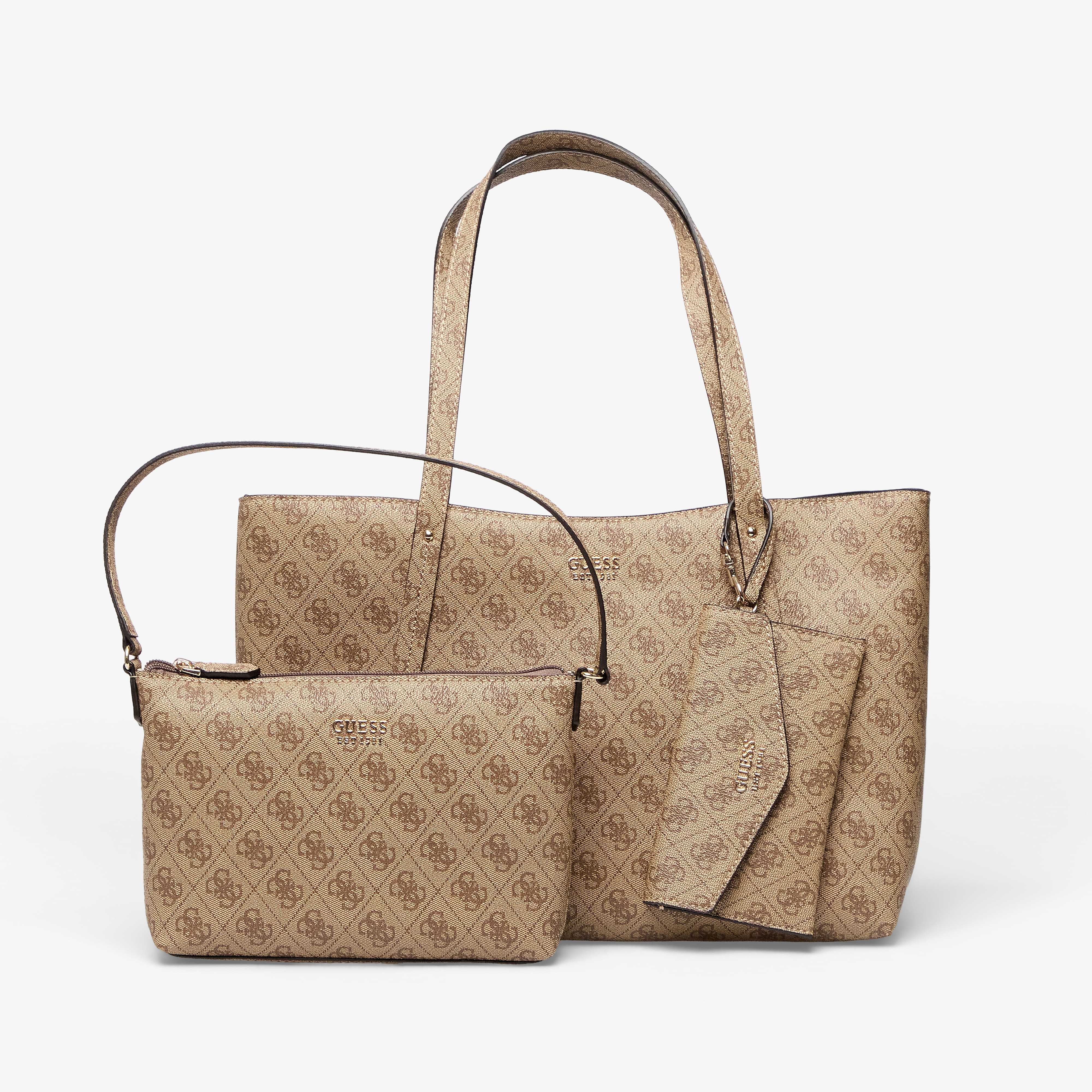 GUESS Guess Brenton Top Zip Tote Latte Logo Universal - 6