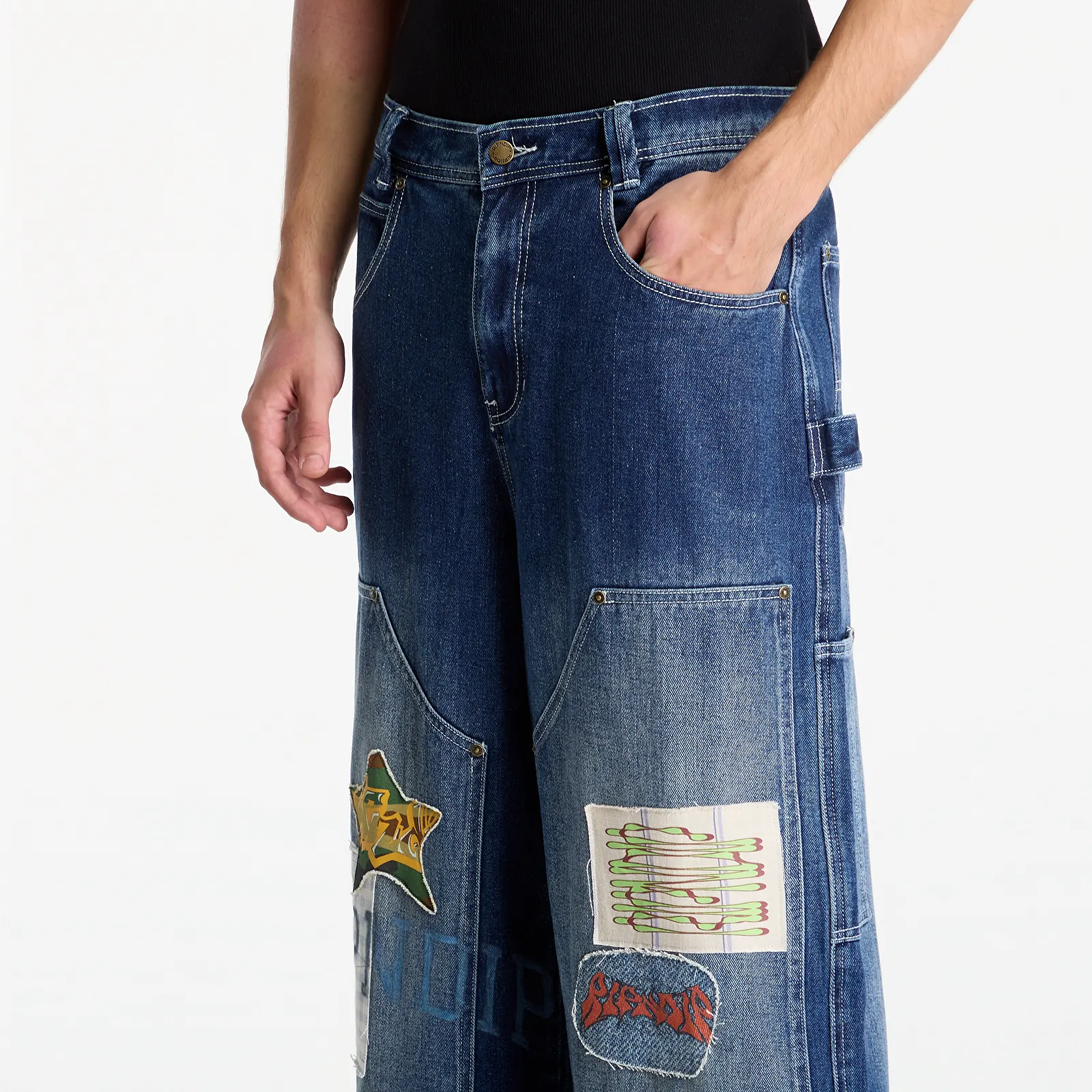 Men's jeans RIPNDIP Skyline Wide Fit Carpenter Pant Light Wash Denim