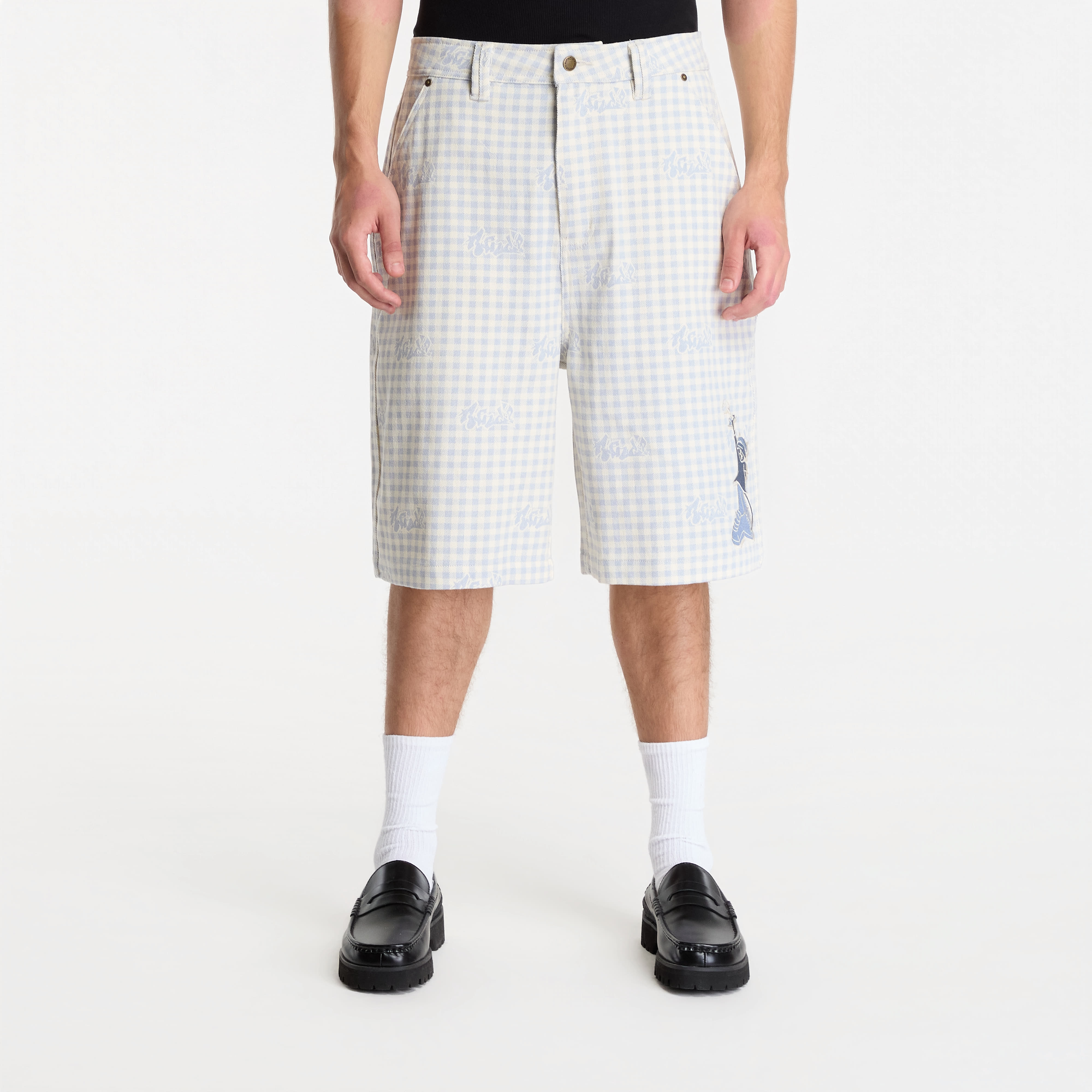 Къси панталони RIPNDIP Hard In Da Paint Wide Fit Shorts Light Blue Checker M