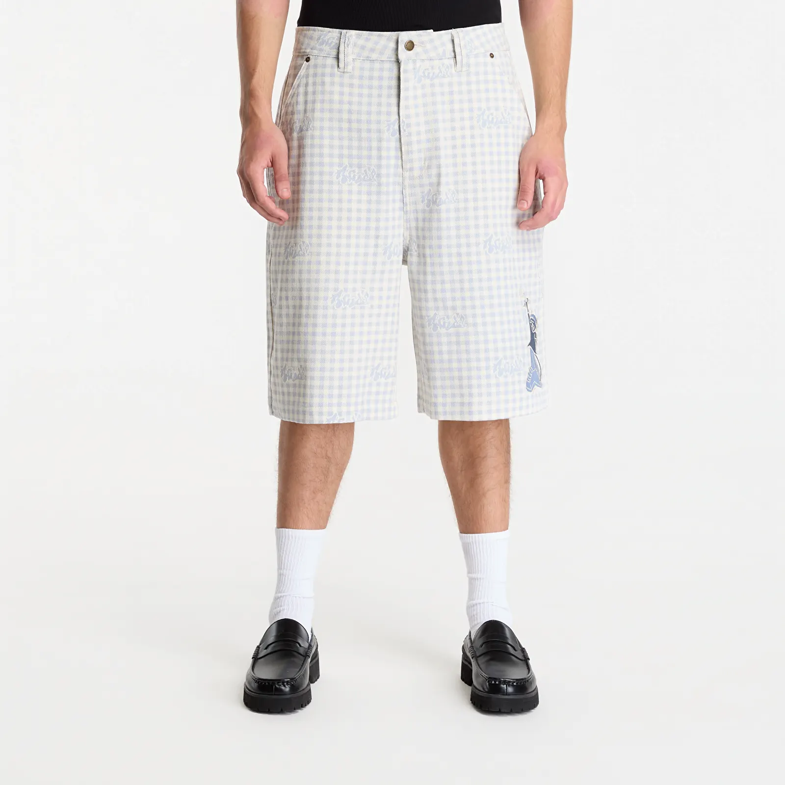 Pánské kraťasy RIPNDIP Hard In Da Paint Wide Fit Shorts Light Blue Checker