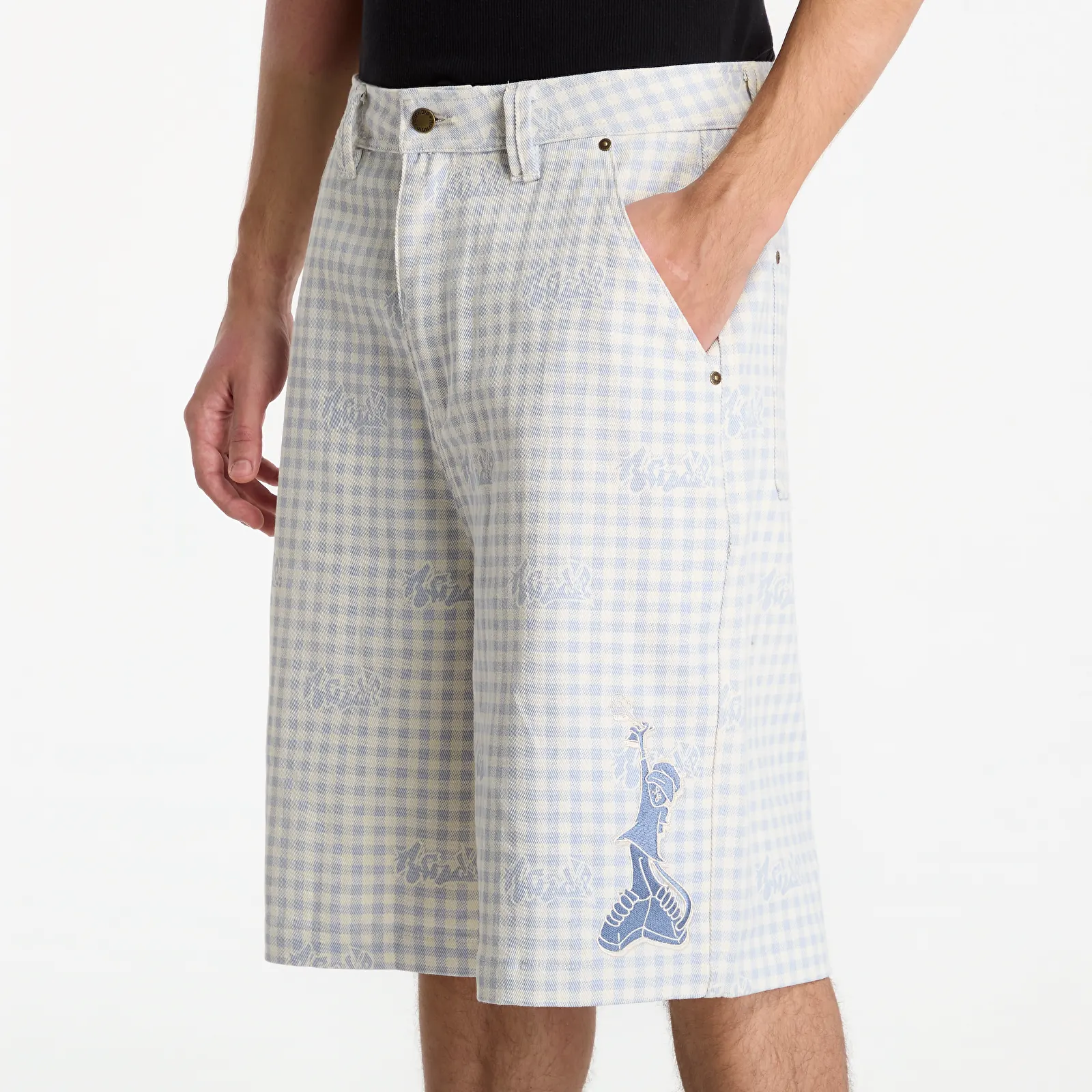 Pánské kraťasy RIPNDIP Hard In Da Paint Wide Fit Shorts Light Blue Checker
