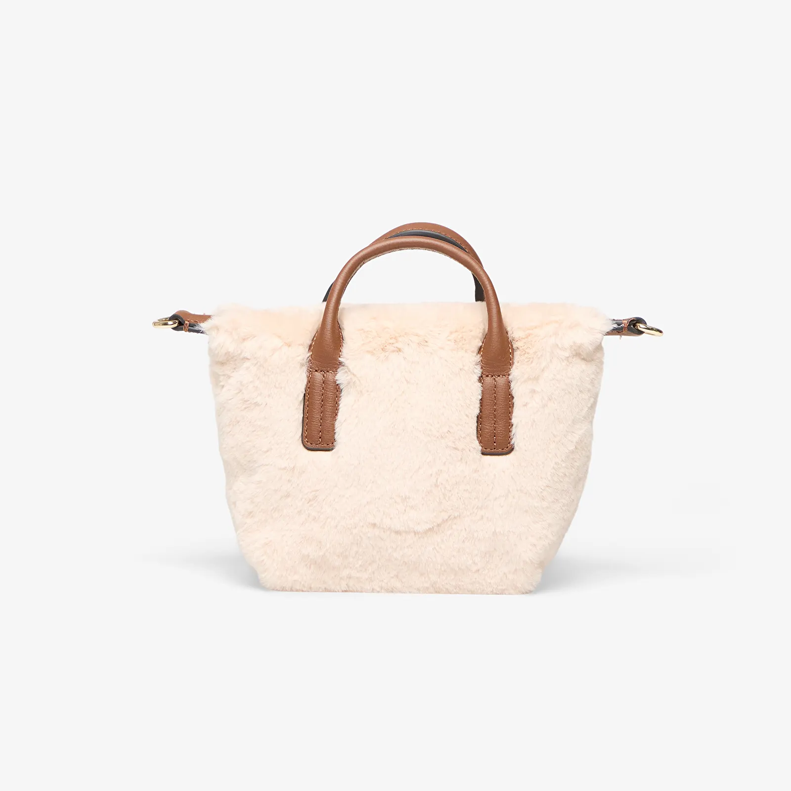 Genți de mână Tommy Hilfiger Popette Micro Tote Faux Fur Beige