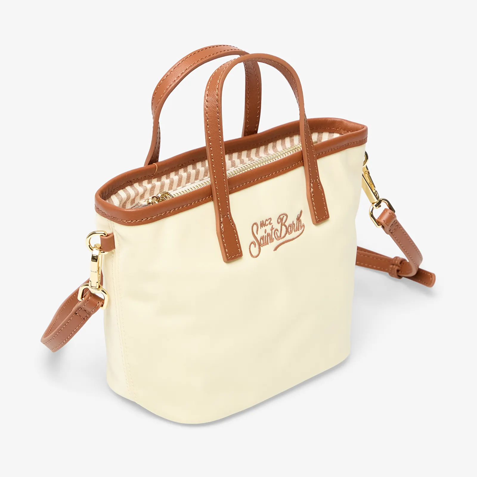 Torbice MC2 Saint Barth City Bag Mini Nylon Off White/ Brown