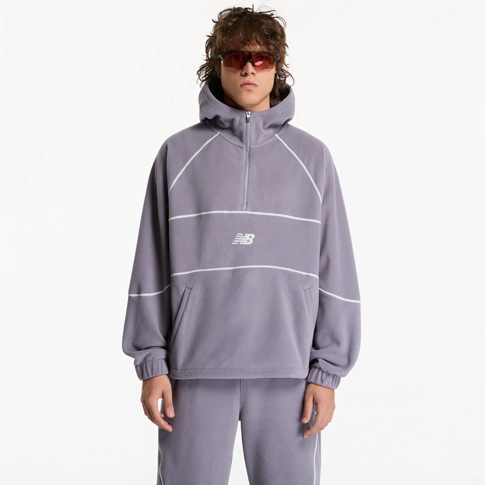 Men's sweatshirts New Balance Trackside Polar Fleece Hoodie Off-Line Grey