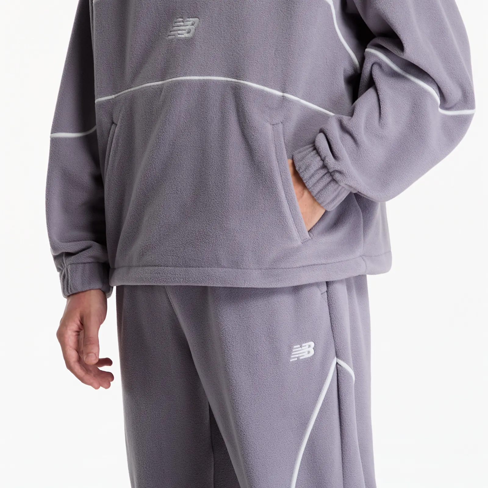 Men's sweatshirts New Balance Trackside Polar Fleece Hoodie Off-Line Grey