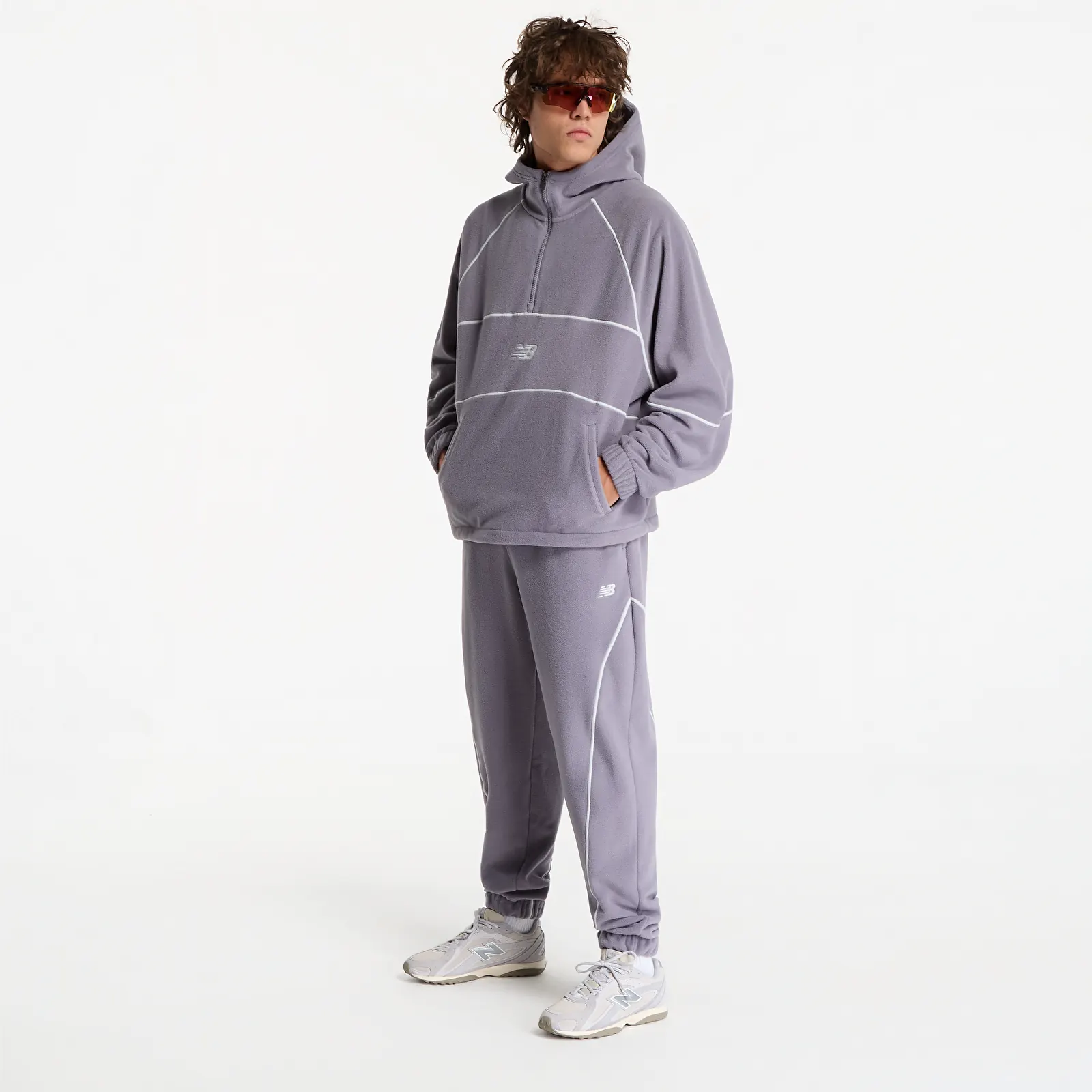 Men's sweatshirts New Balance Trackside Polar Fleece Hoodie Off-Line Grey