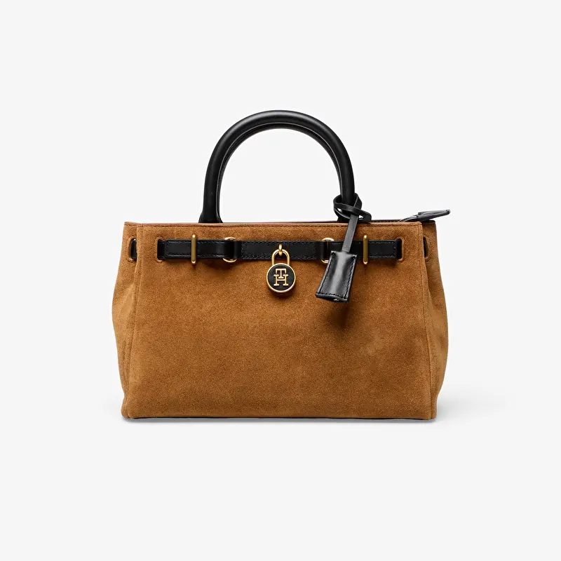 Tommy Hilfiger American Icon Mini Tote Suede Le Cognac