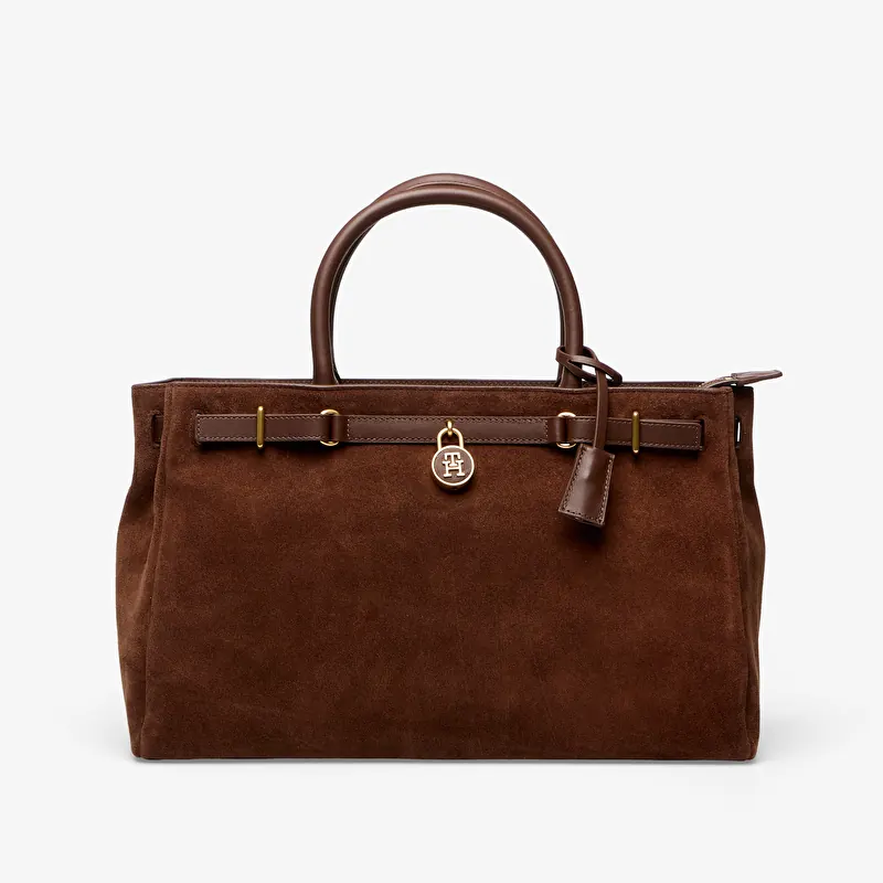 Tommy Hilfiger American Icon Tote Suede Fondant Brown