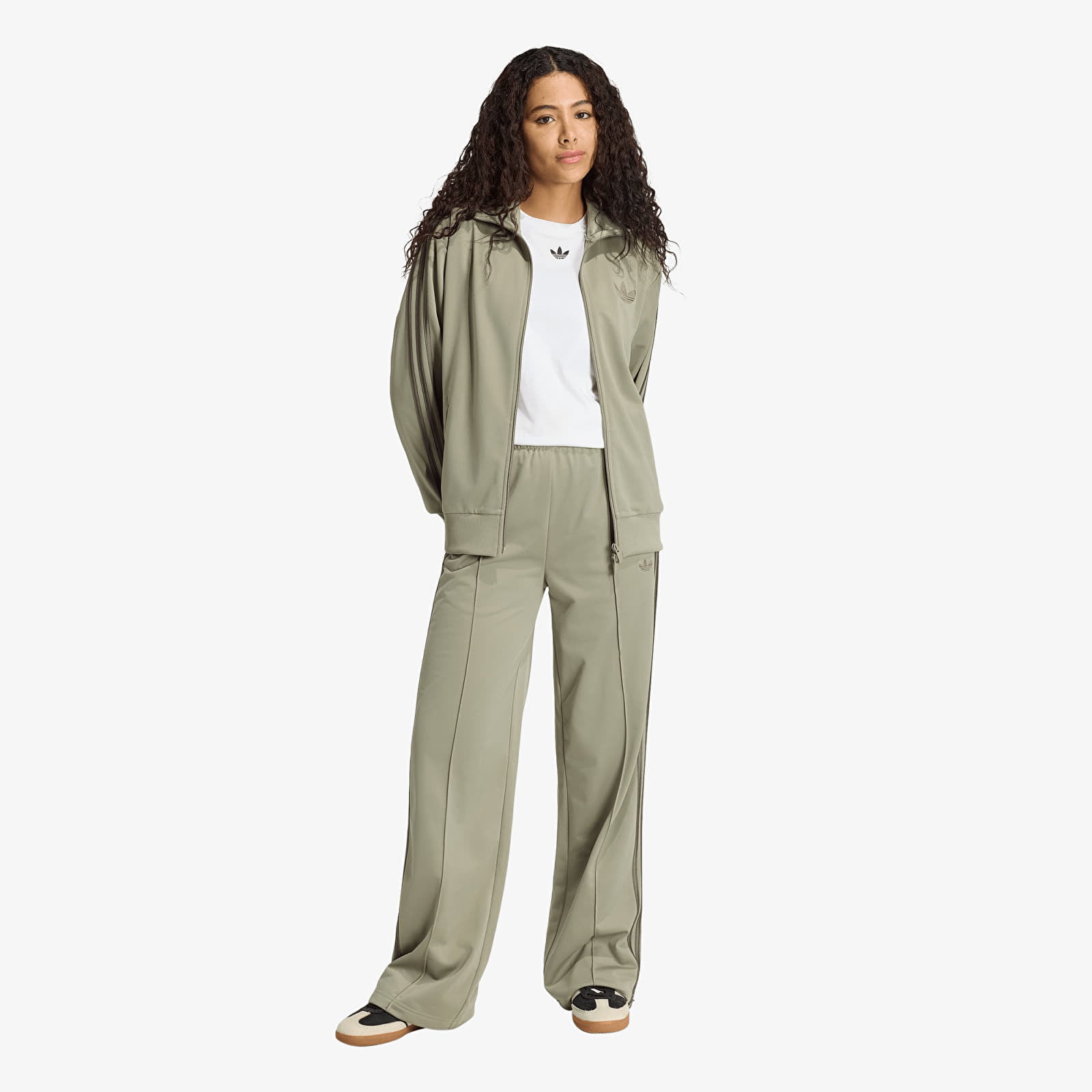 Ženske trenirke adidas Firebird Loose Tracksuit Pants Silver Pebble/ Branch