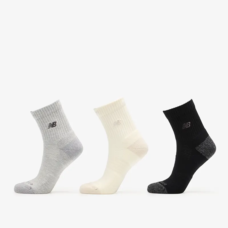 New Balance Active Premium QTR 3 Pack Black Multi/ Sea Salt/ Athletic Grey Heather