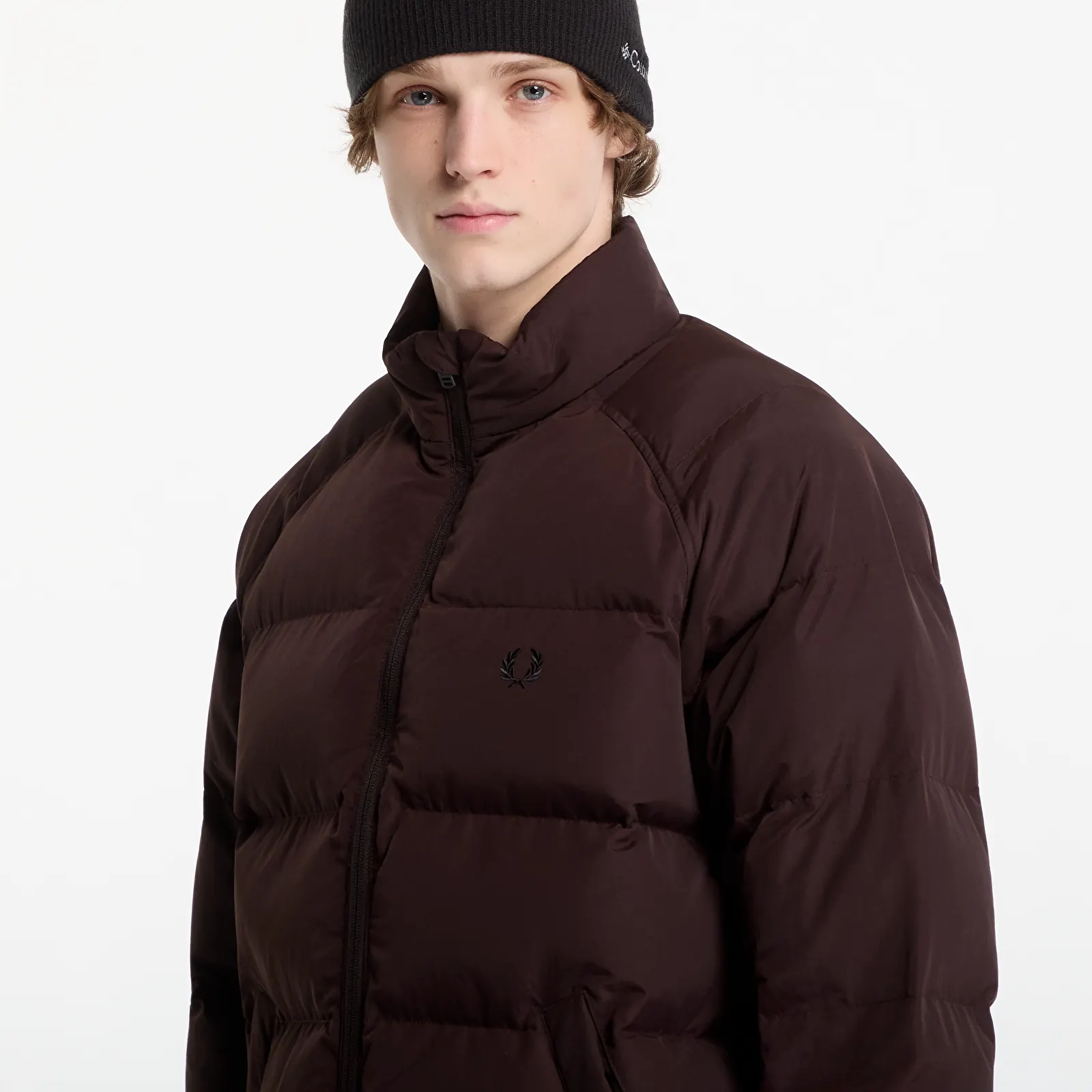 Chaquetas de hombre FRED PERRY Raglan Sleeve Padded Jacket Rich Brown