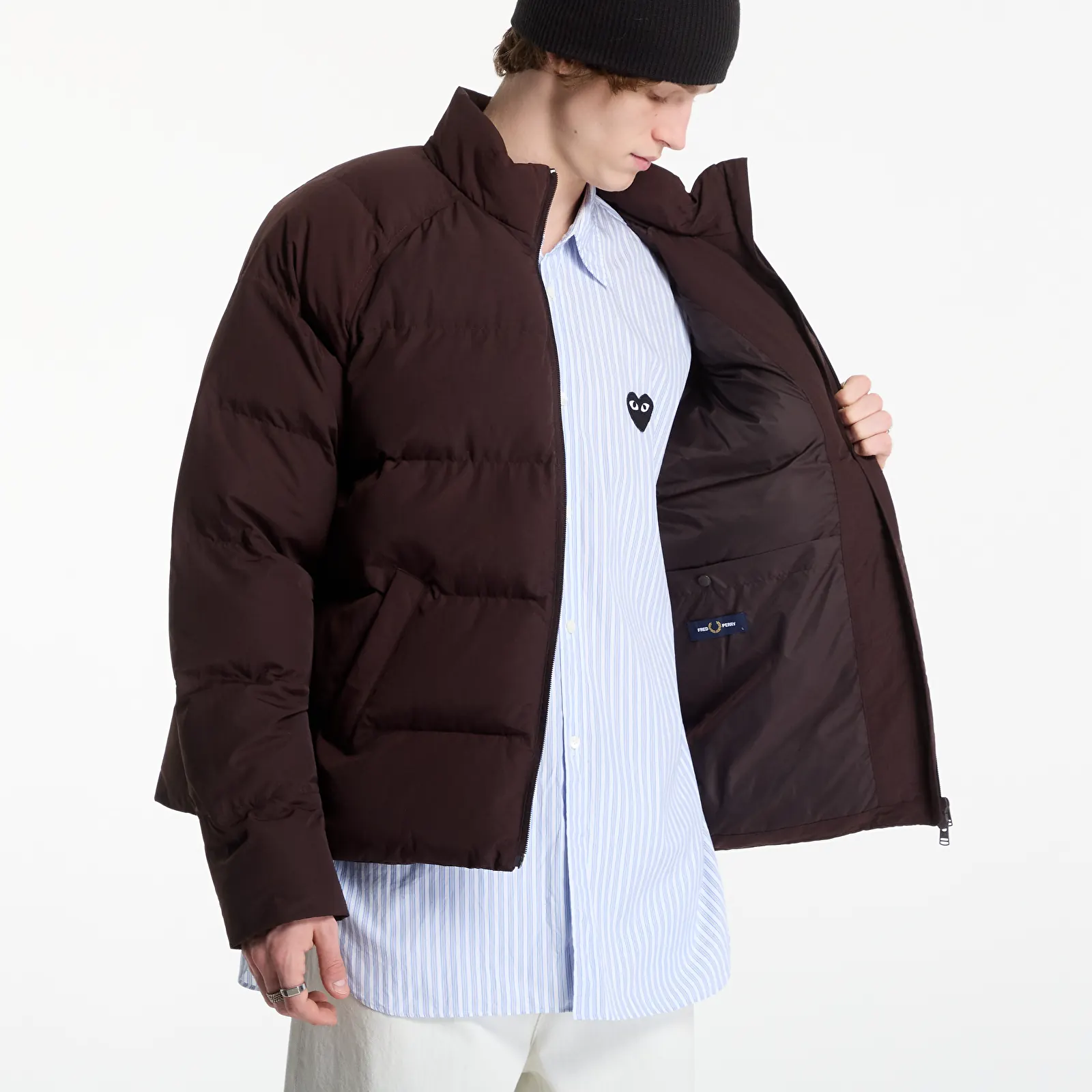Chaquetas de hombre FRED PERRY Raglan Sleeve Padded Jacket Rich Brown
