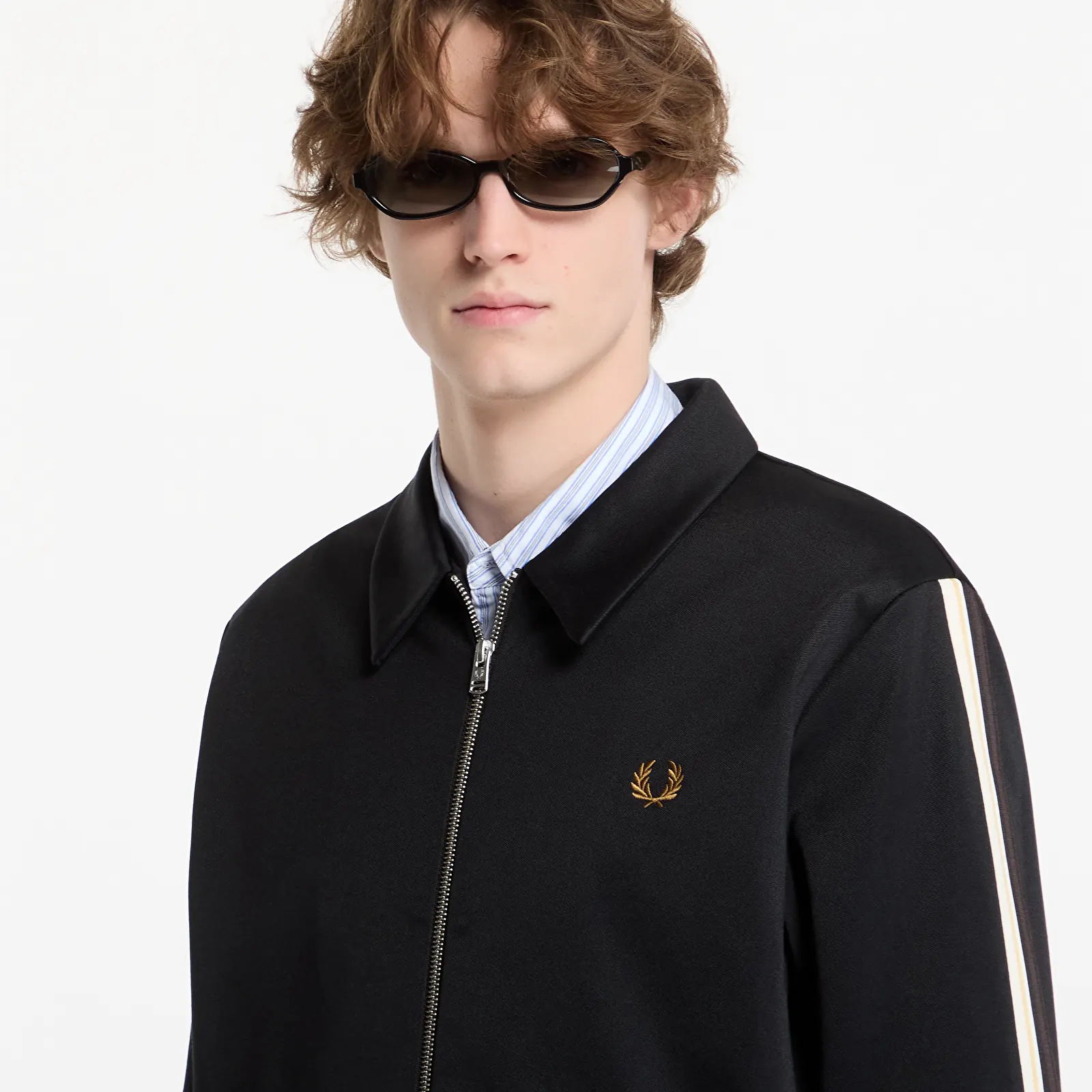 Sudaderas con capucha para hombre FRED PERRY Tipped Tape Track Jacket Black