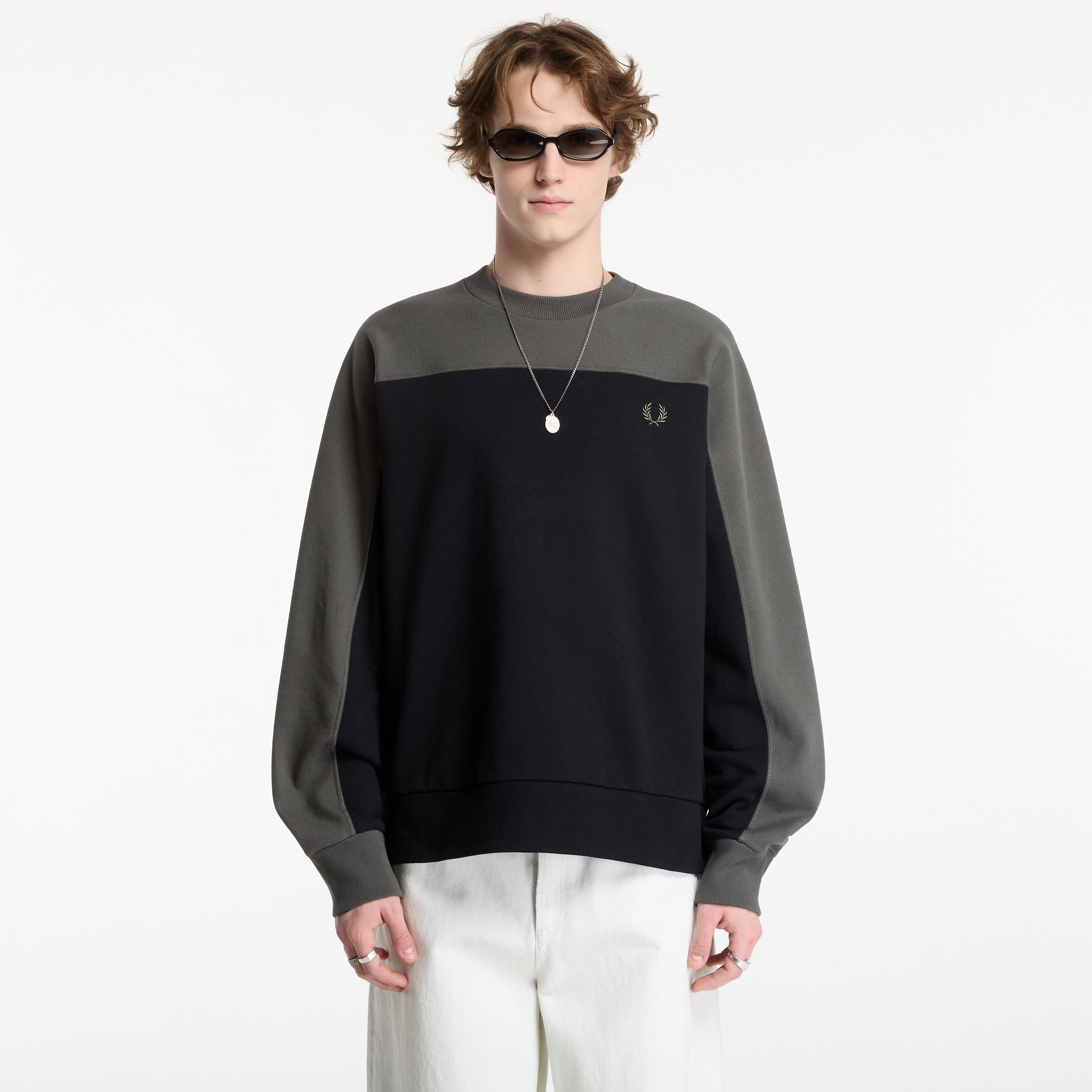 Суитшърт FRED PERRY Colour Block Sweatshirt Black XL